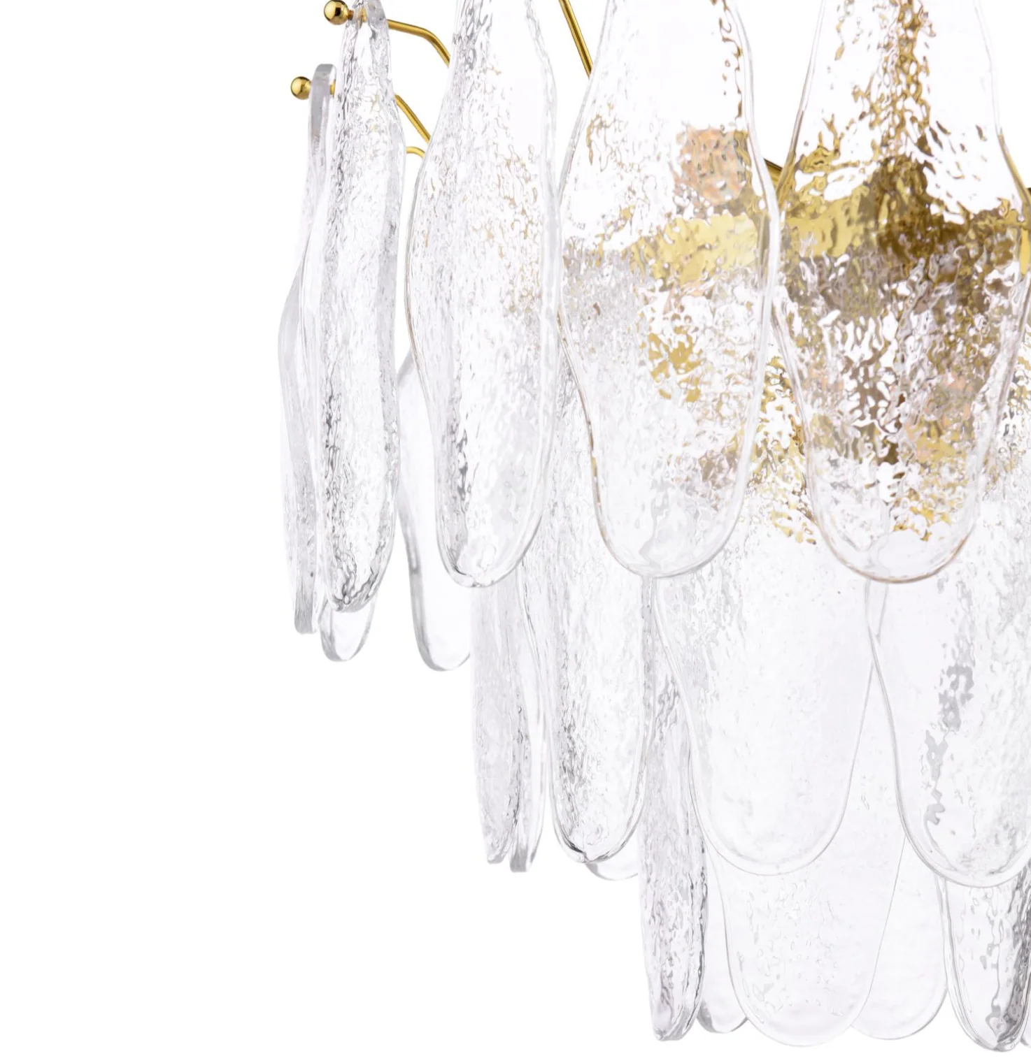 Kimmia 6 Light Pendant- Natural Brass and Textured Glass - Image 5