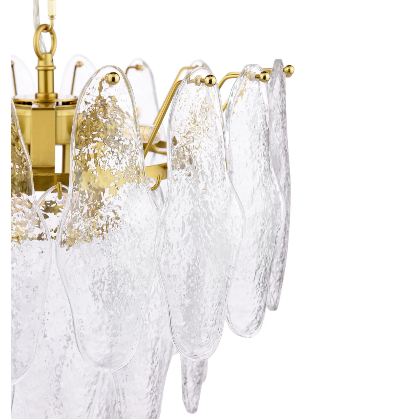 Kimmia 6 Light Pendant- Natural Brass and Textured Glass - Image 6