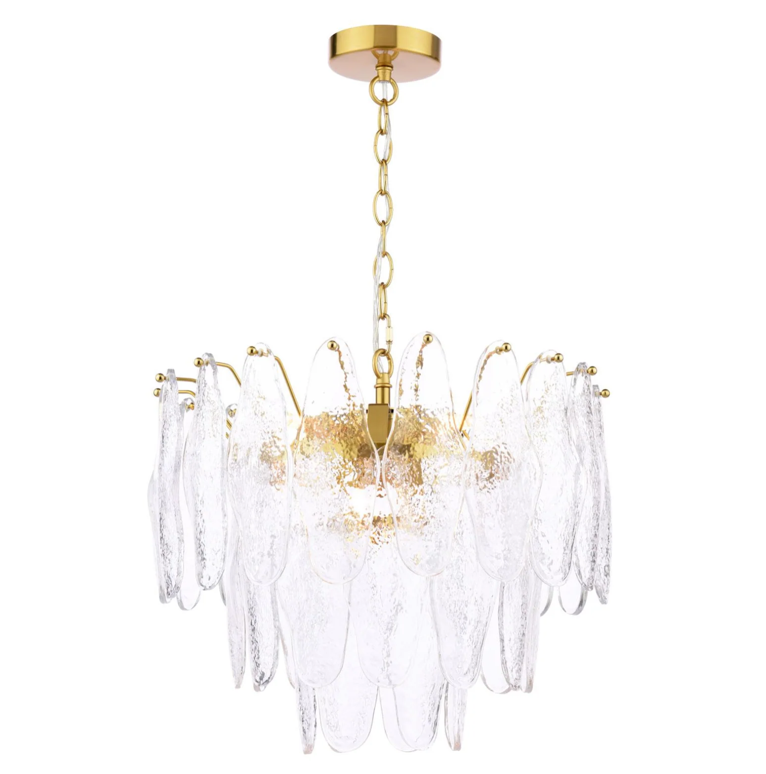 Kimmia 6 Light Pendant- Natural Brass and Textured Glass - Image 7