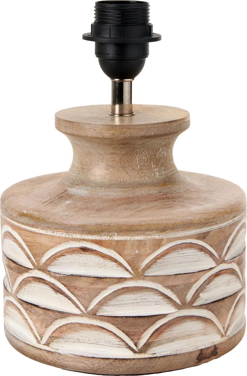 Kingsbury White Wash Carved Wood Table Lamp - Base Only