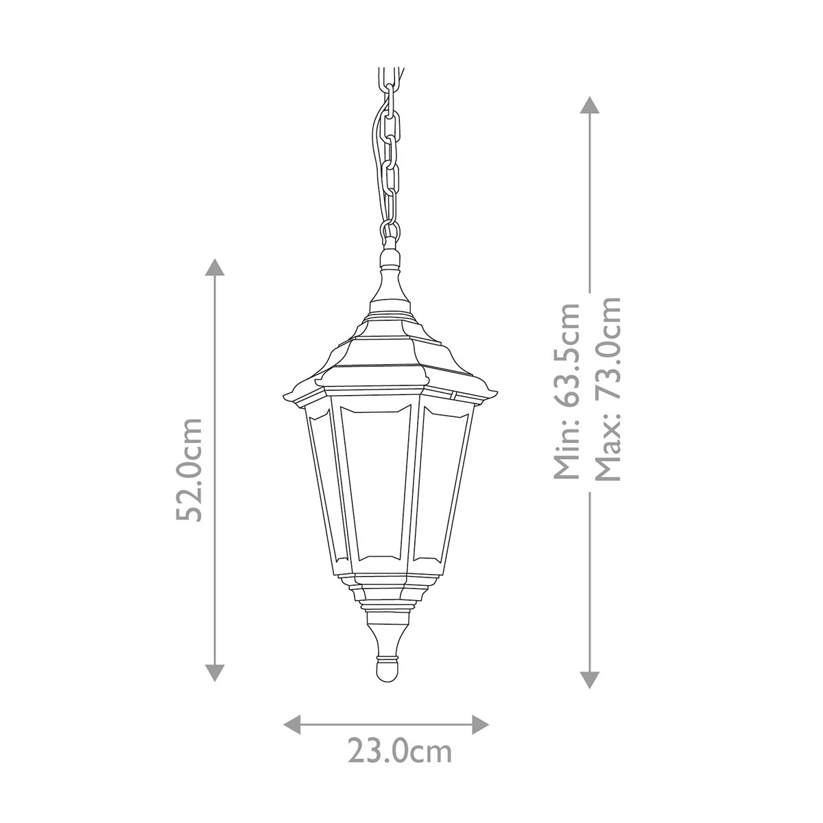 Kinsale 1 Light Chain Lantern - Black IP44 E27 - Image 6