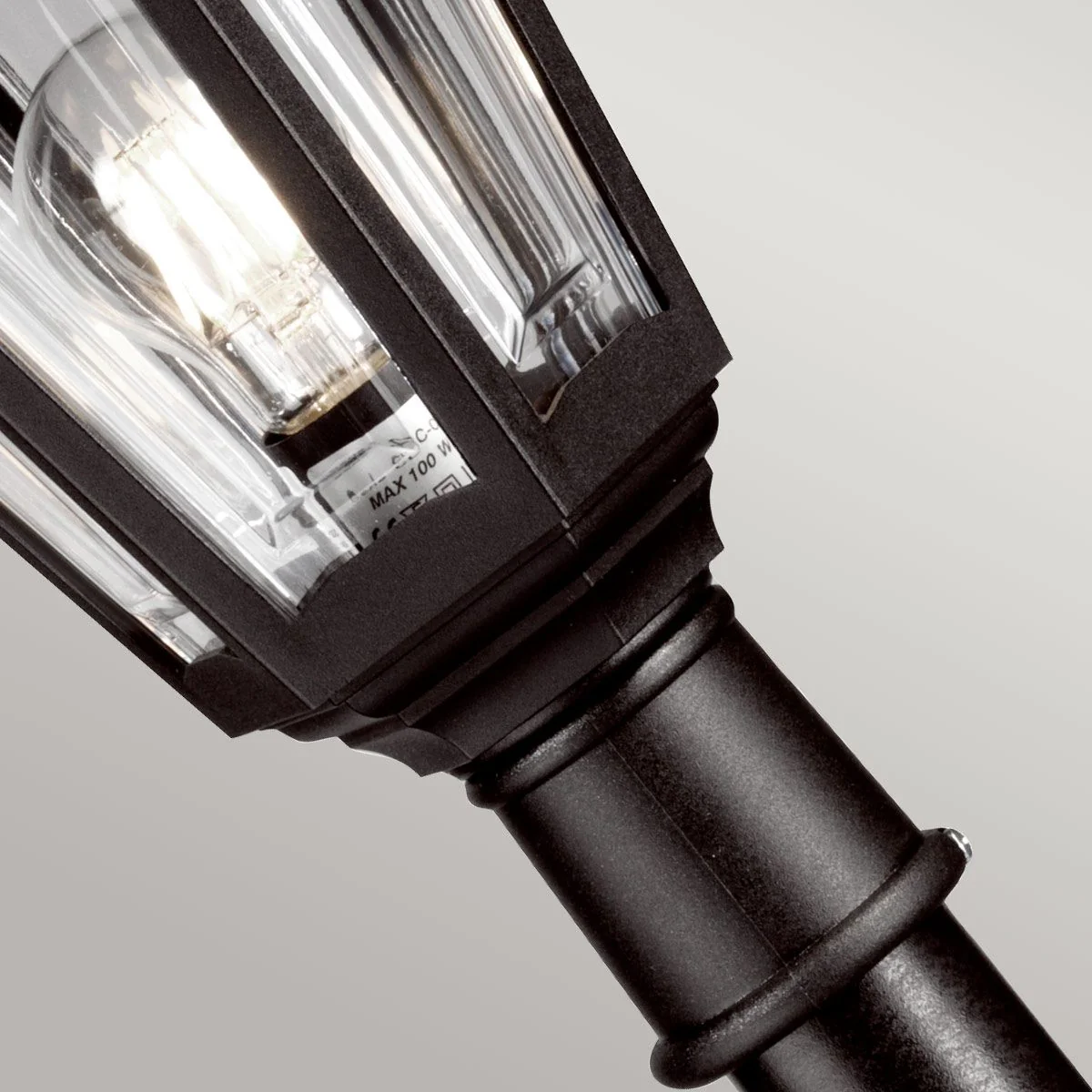 Kinsale 1 Light Medium/Large Pillar Lantern - Black IP44 E27 - Image 4