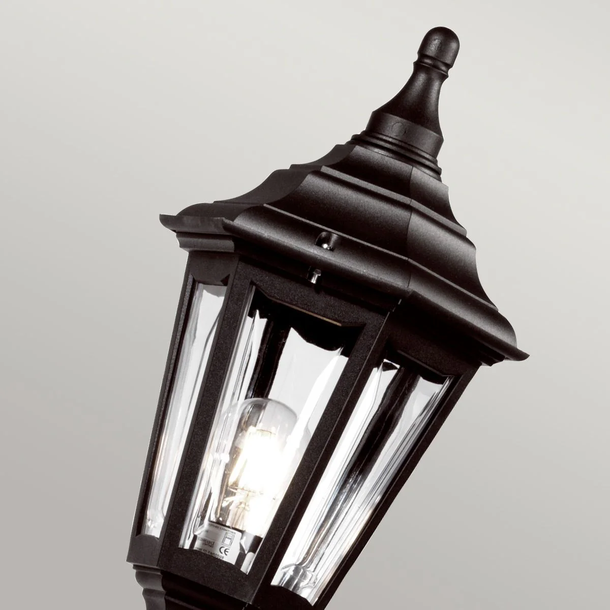 Kinsale 1 Light Medium/Large Pillar Lantern - Black IP44 E27 - Image 6