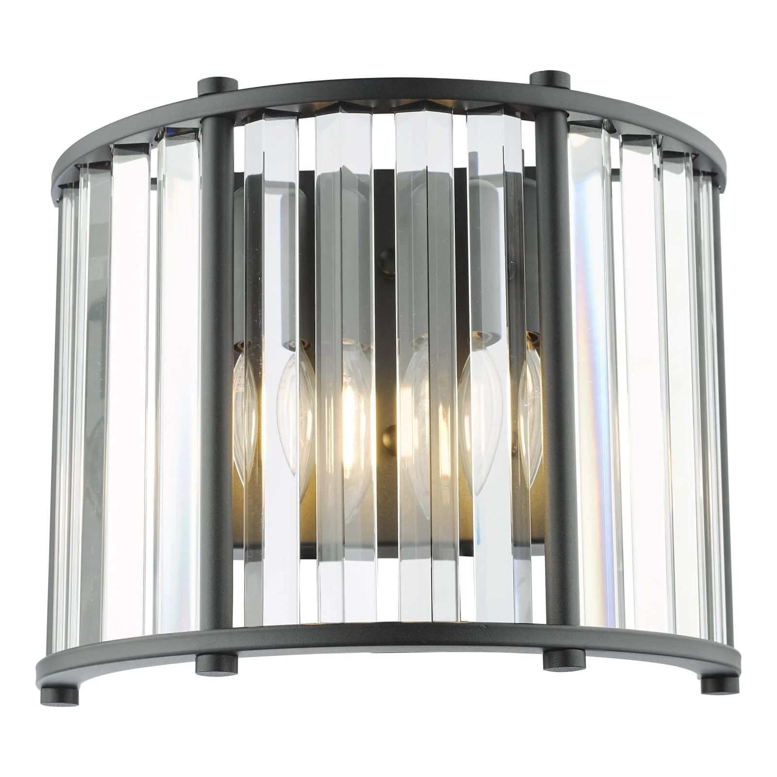 Kiran 2Lt Crystal Wall Light - Natural Brass / Satin Black - Image 10