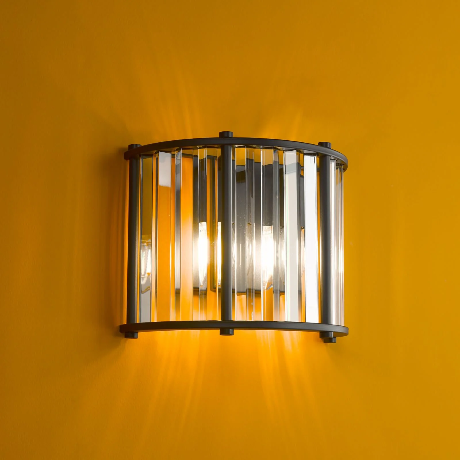 Kiran 2Lt Crystal Wall Light - Natural Brass / Satin Black - Image 12