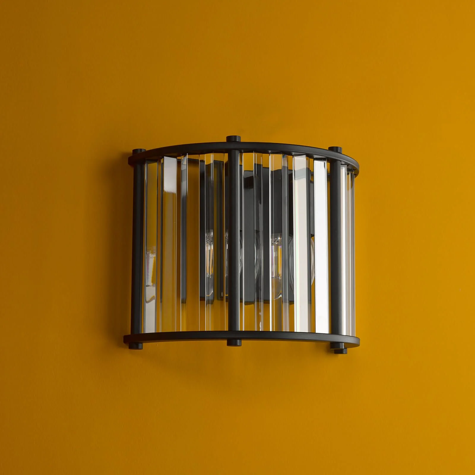 Kiran 2Lt Crystal Wall Light - Natural Brass / Satin Black - Image 13