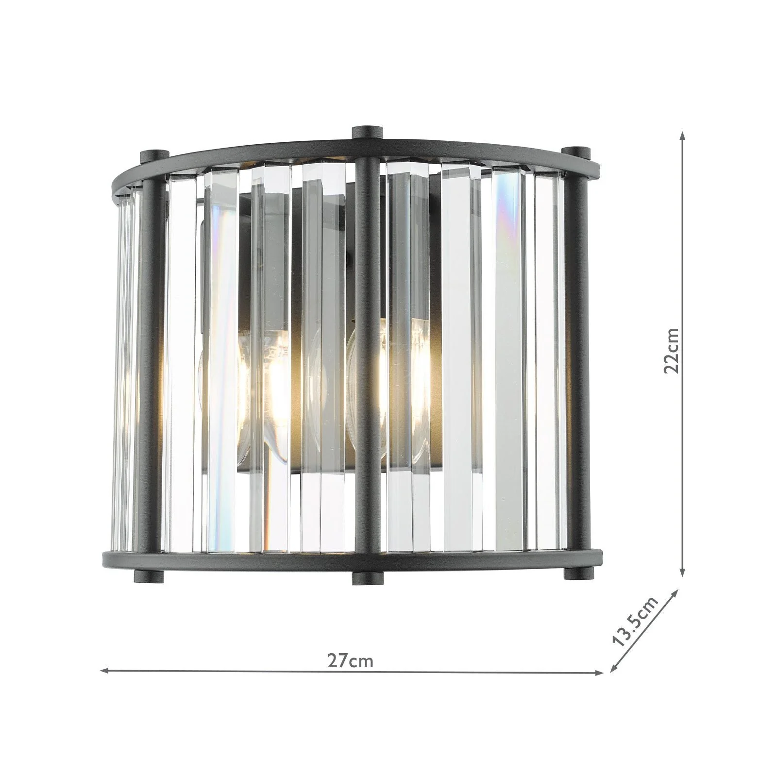 Kiran 2Lt Crystal Wall Light - Natural Brass / Satin Black - Image 14