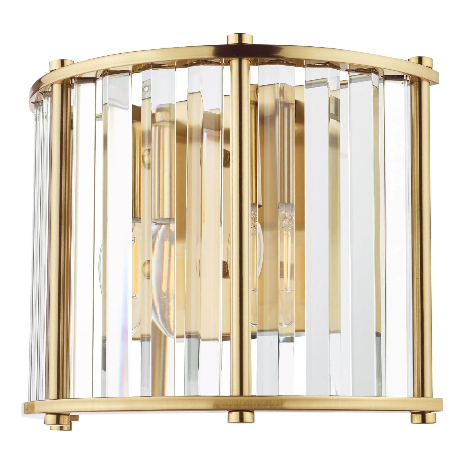 Kiran 2Lt Crystal Wall Light - Natural Brass / Satin Black - Image 2