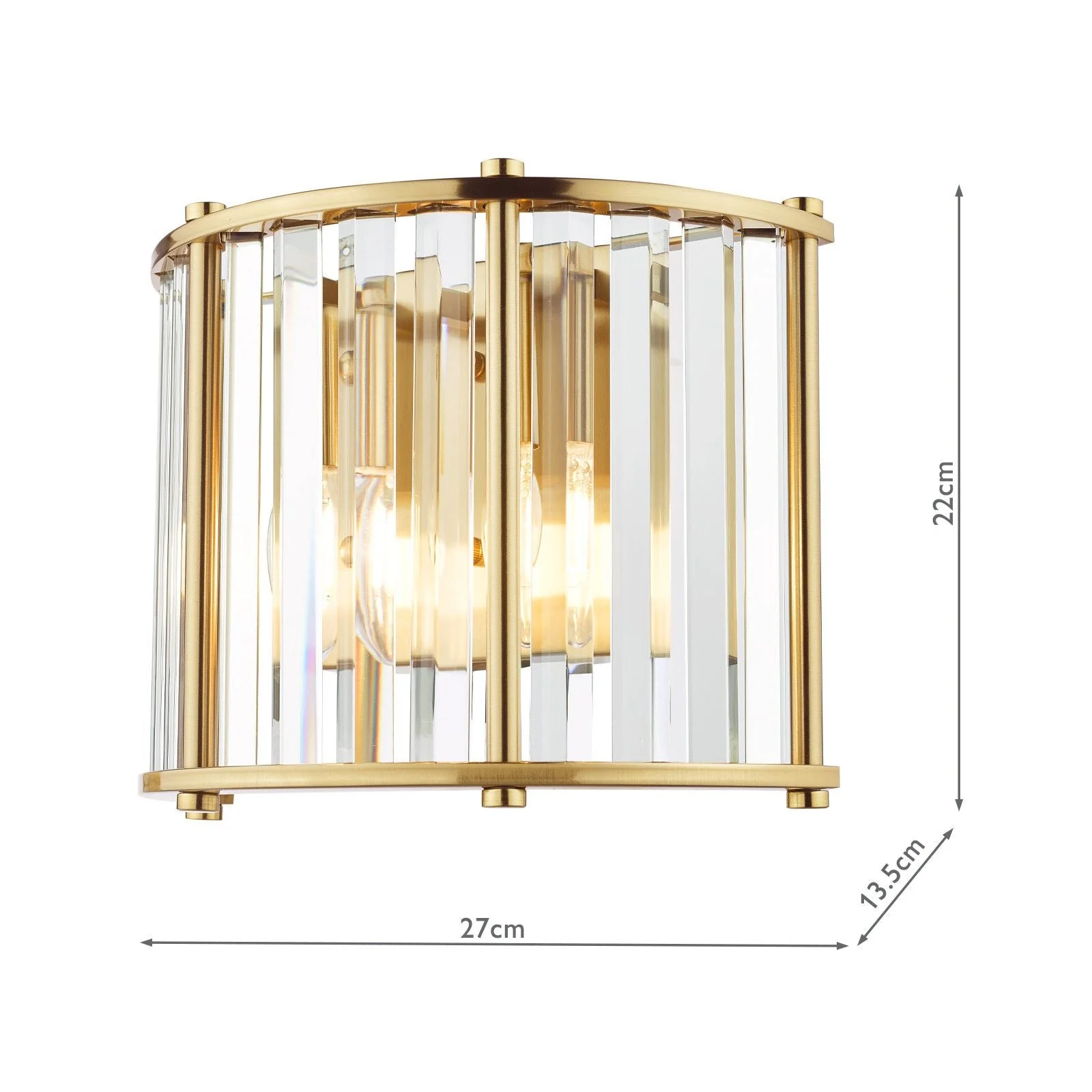 Kiran 2Lt Crystal Wall Light - Natural Brass / Satin Black - Image 6