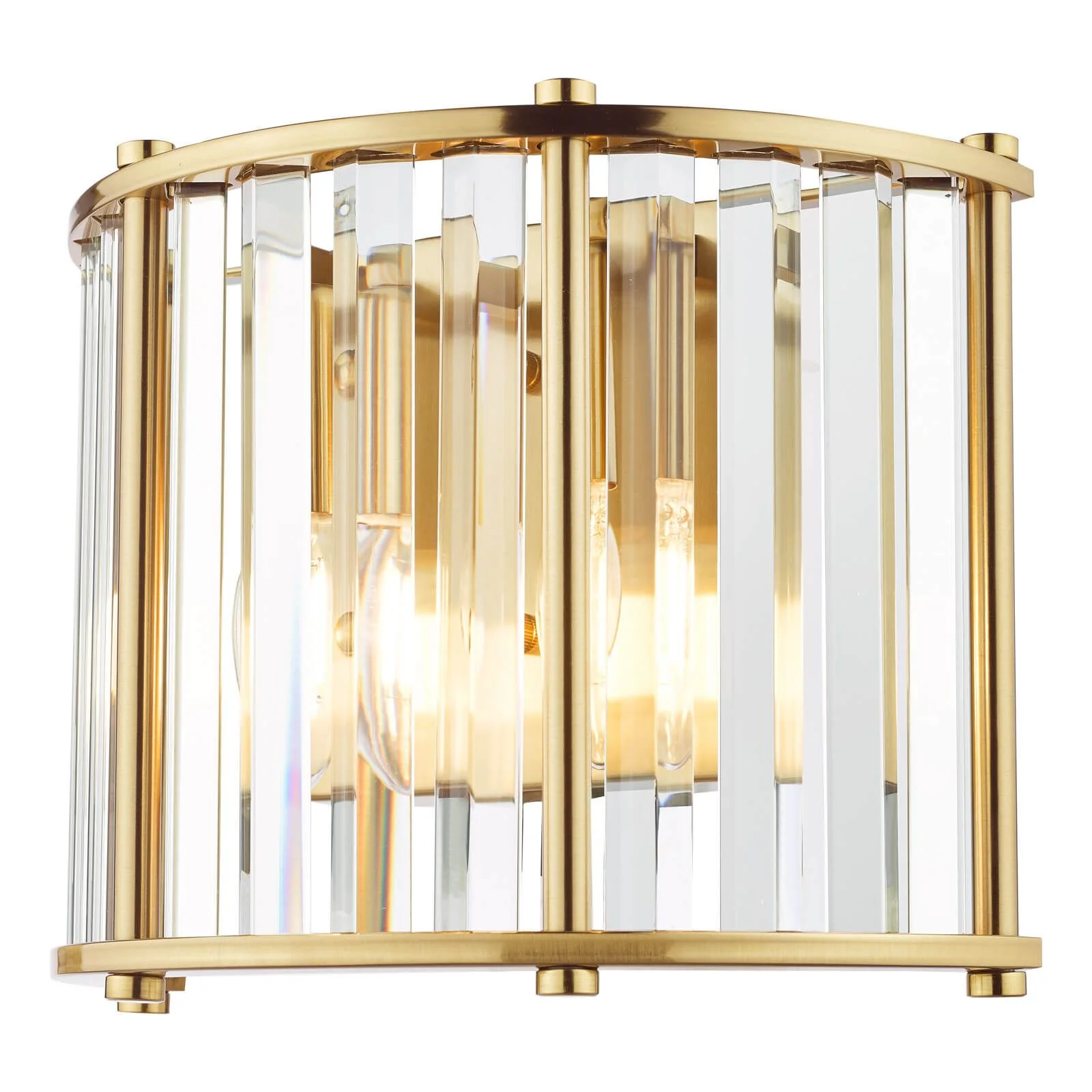 Kiran 2Lt Crystal Wall Light - Natural Brass / Satin Black - Image 7