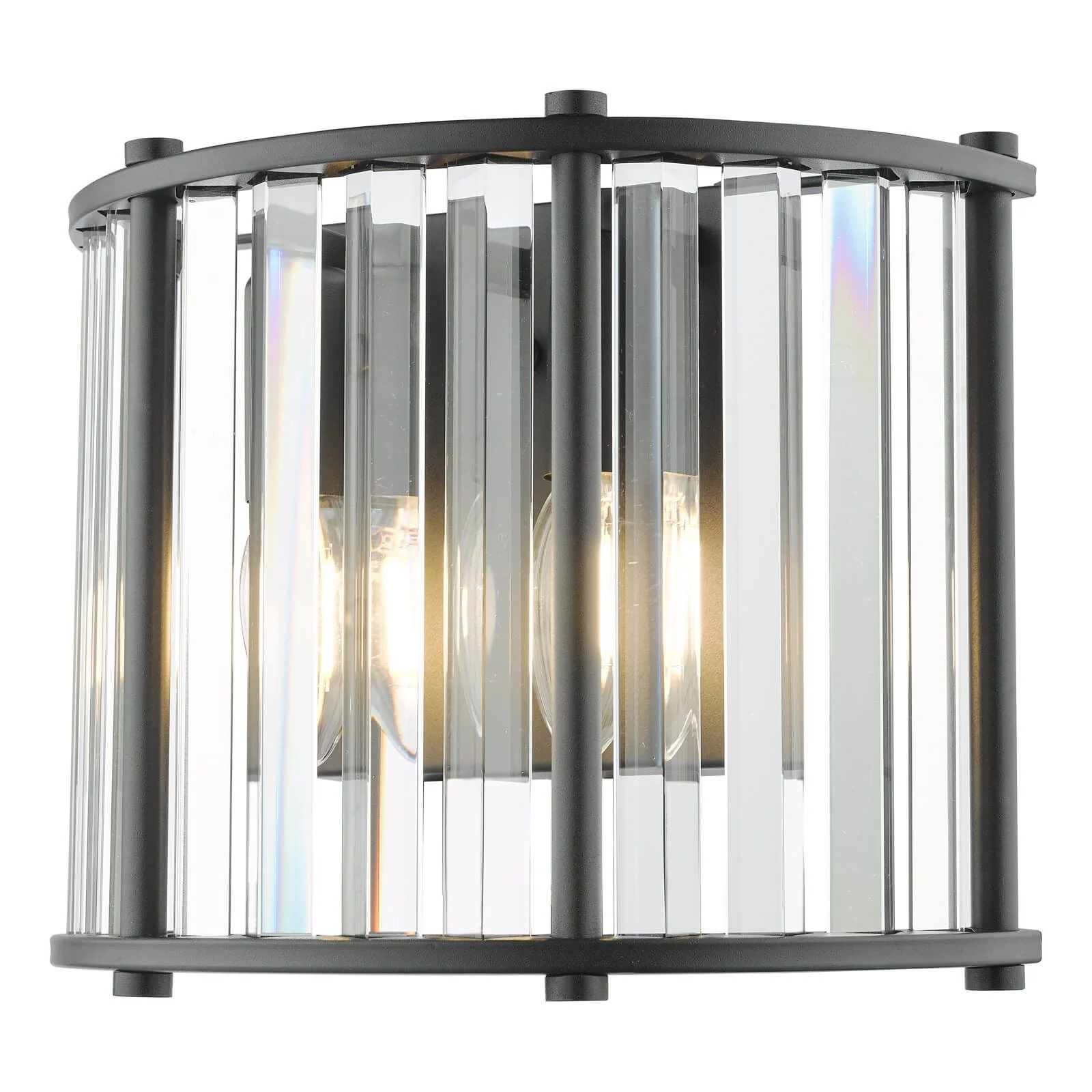Kiran 2Lt Crystal Wall Light - Natural Brass / Satin Black - Image 8