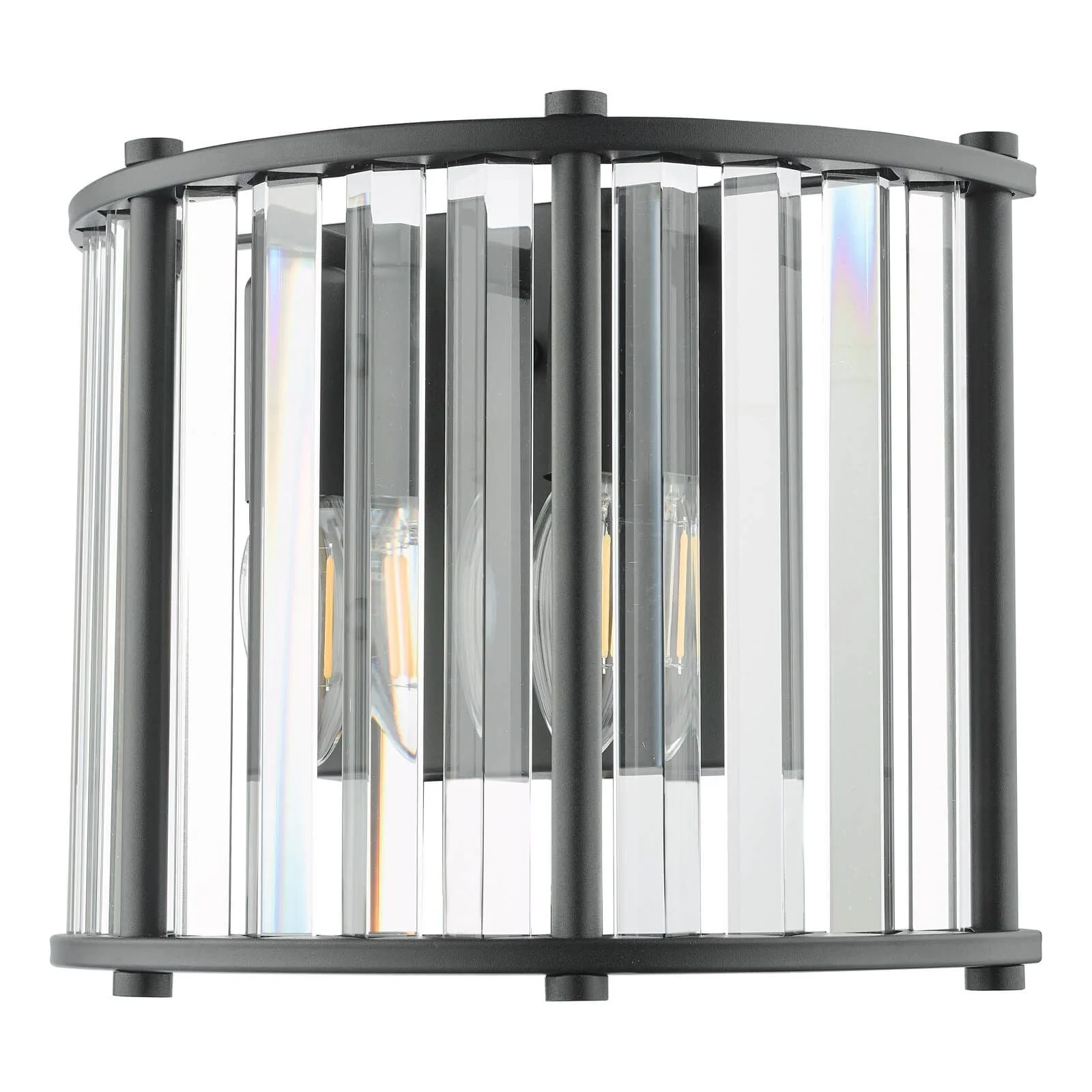 Kiran 2Lt Crystal Wall Light - Natural Brass / Satin Black - Image 9