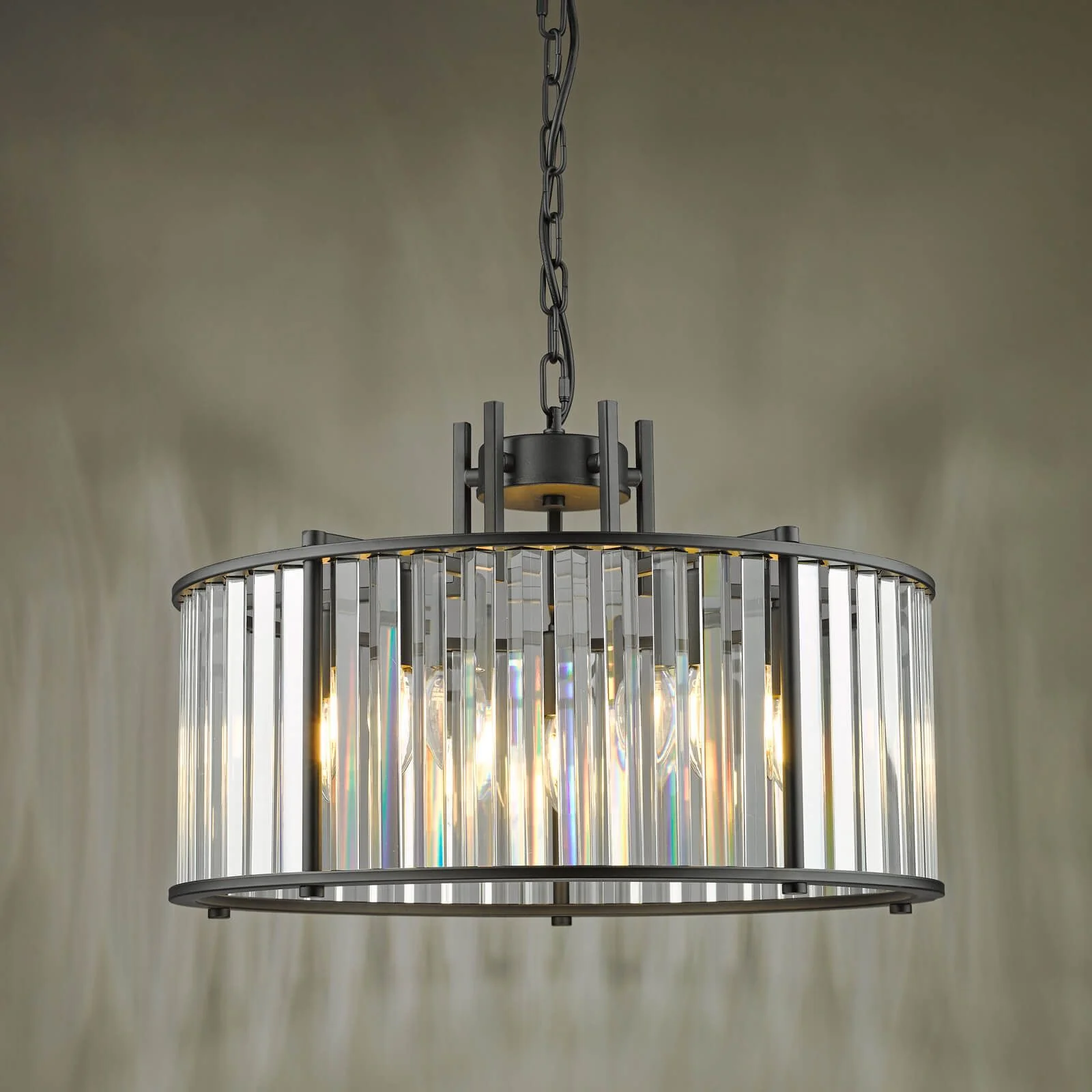 Kiran 5Lt Crystal Ceiling Light - Natural Brass / Satin Black - Image 12