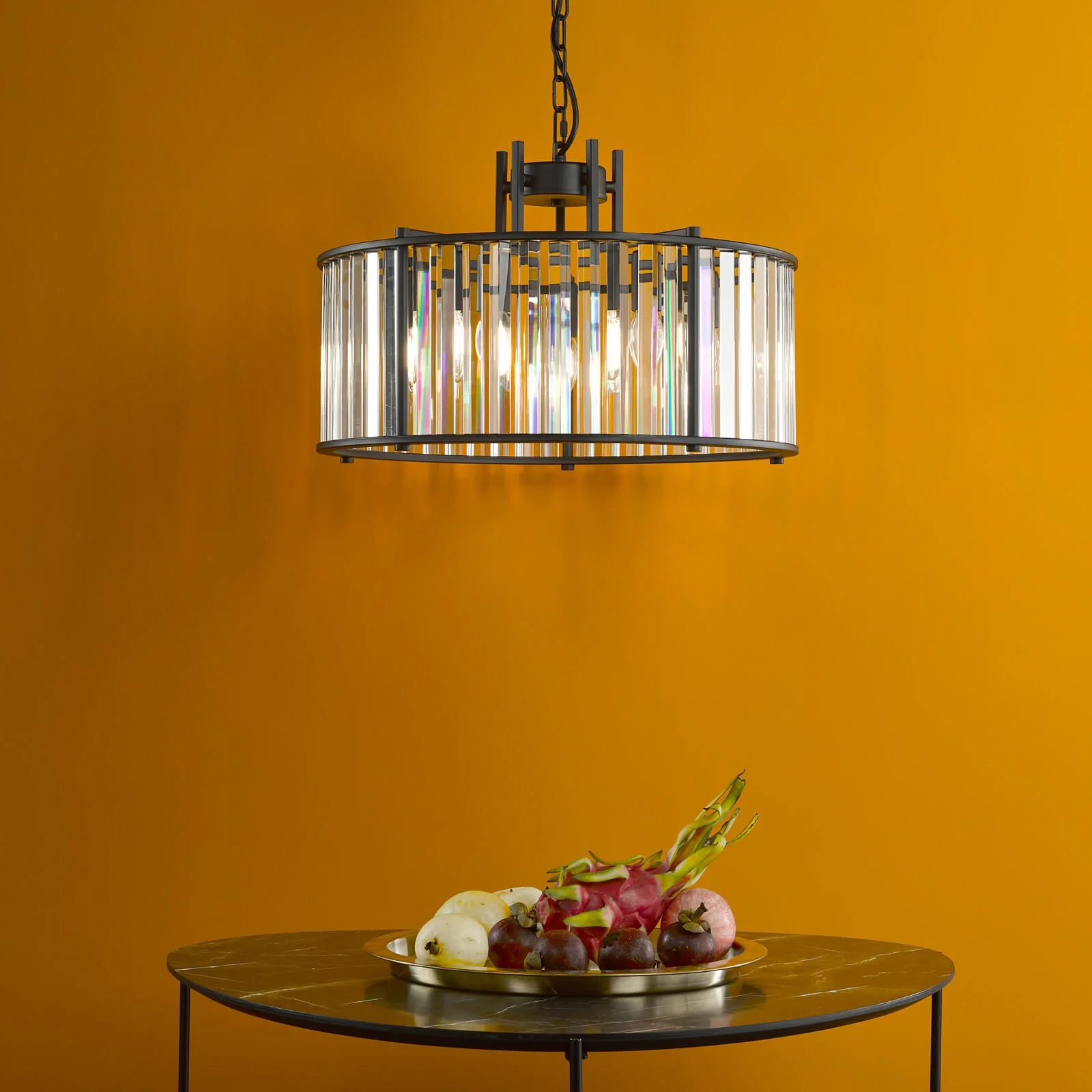 Kiran 5Lt Crystal Ceiling Light - Natural Brass / Satin Black - Image 13