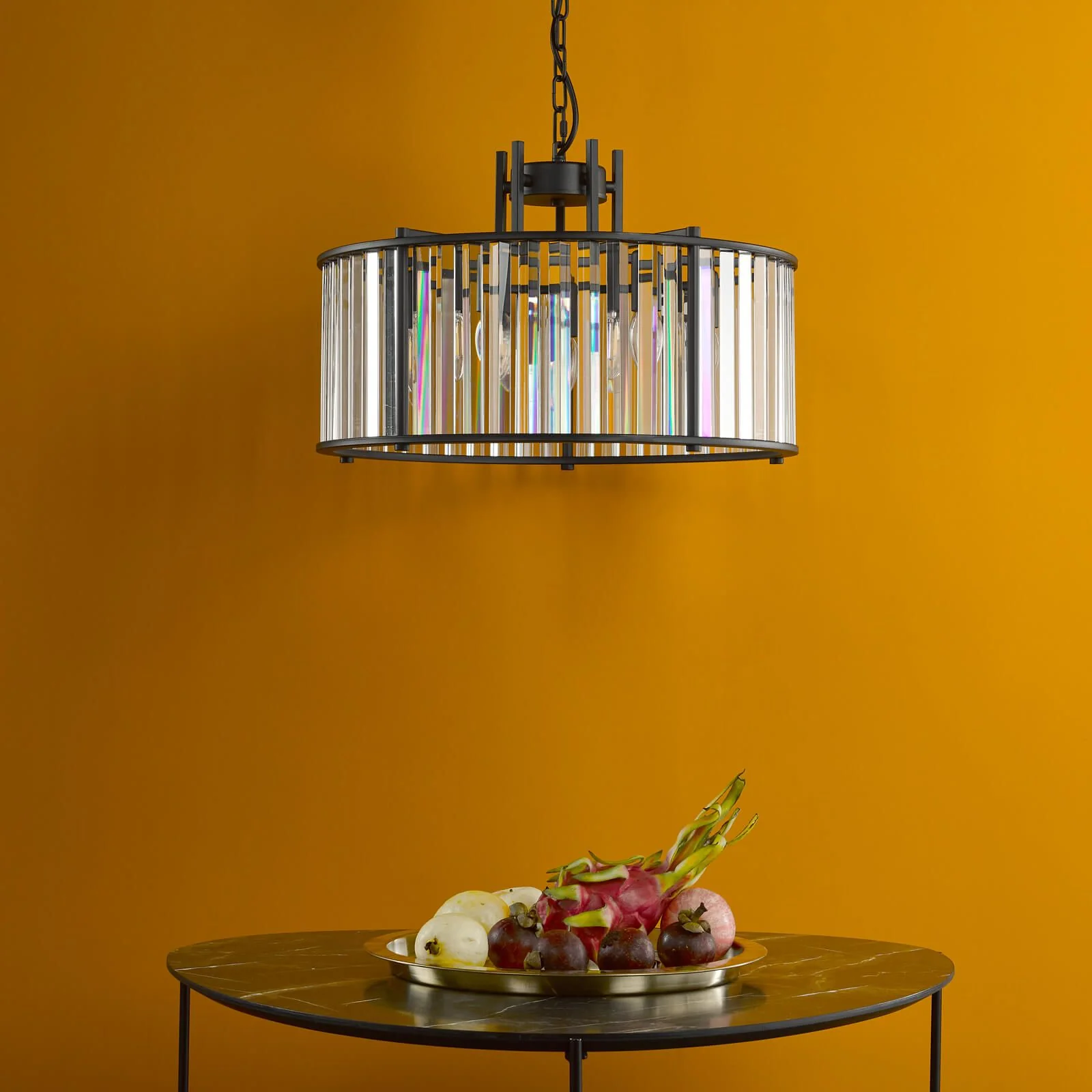 Kiran 5Lt Crystal Ceiling Light - Natural Brass / Satin Black - Image 14