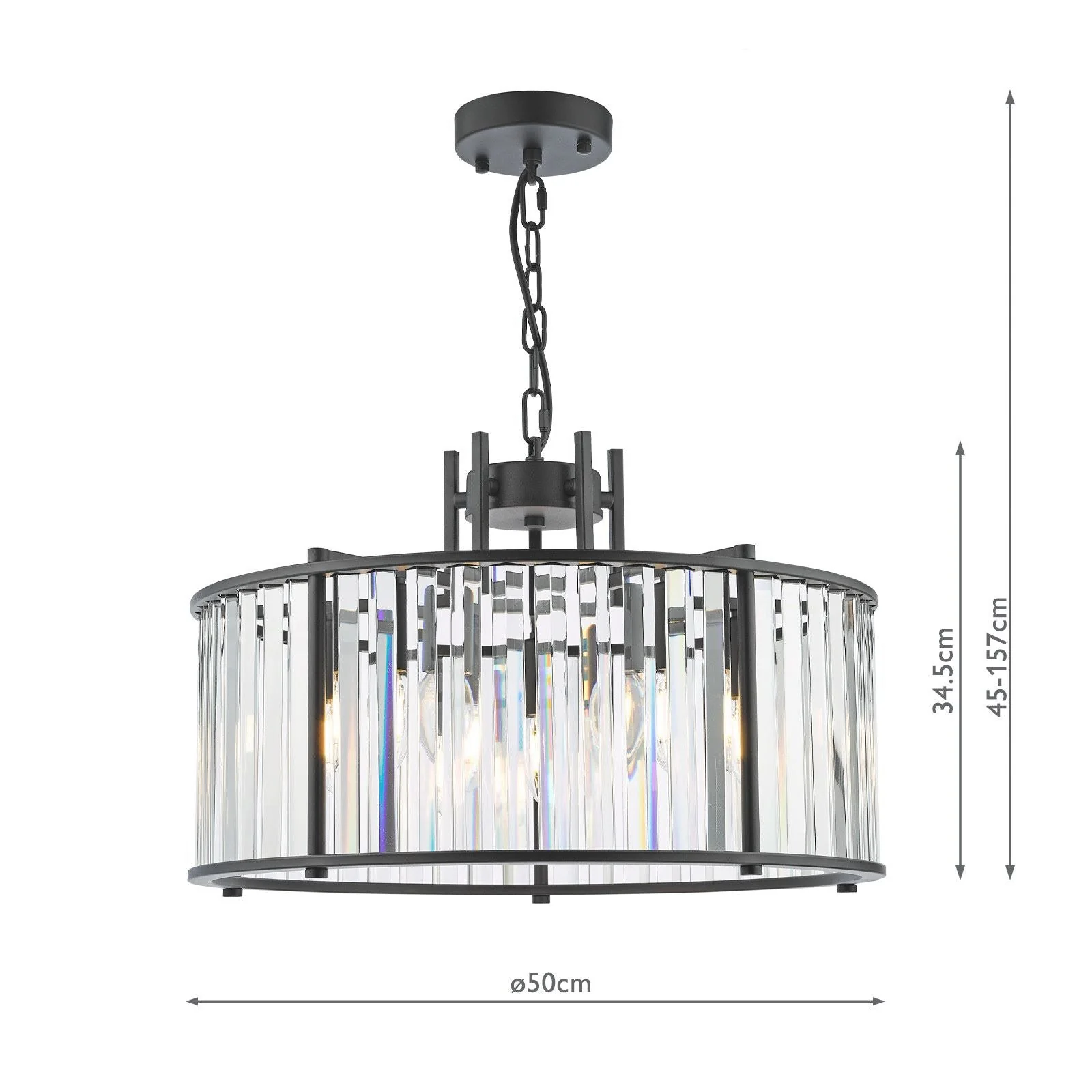 Kiran 5Lt Crystal Ceiling Light - Natural Brass / Satin Black - Image 15