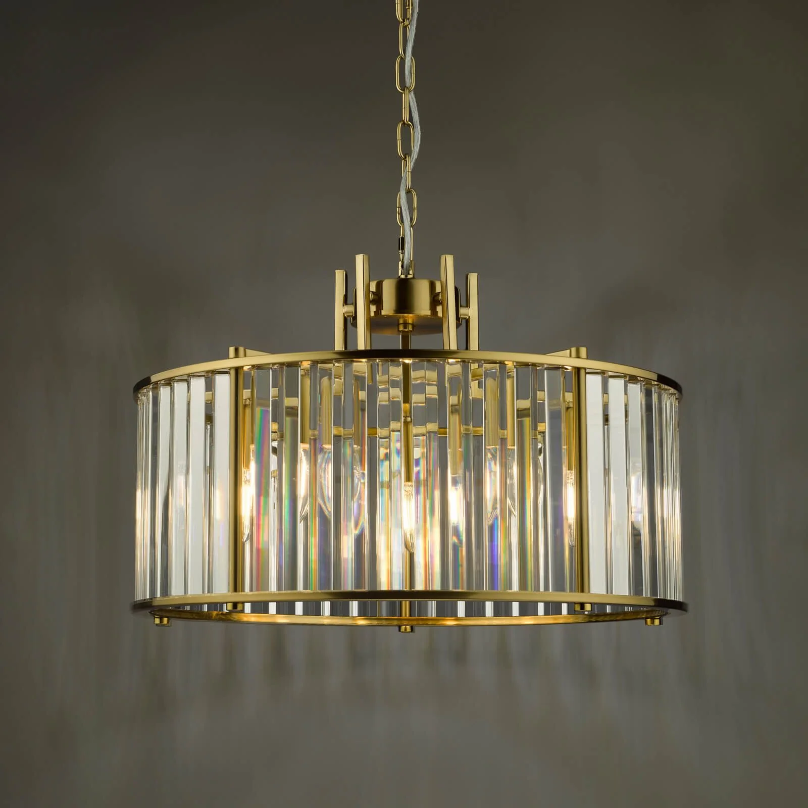 Kiran 5Lt Crystal Ceiling Light - Natural Brass / Satin Black - Image 4