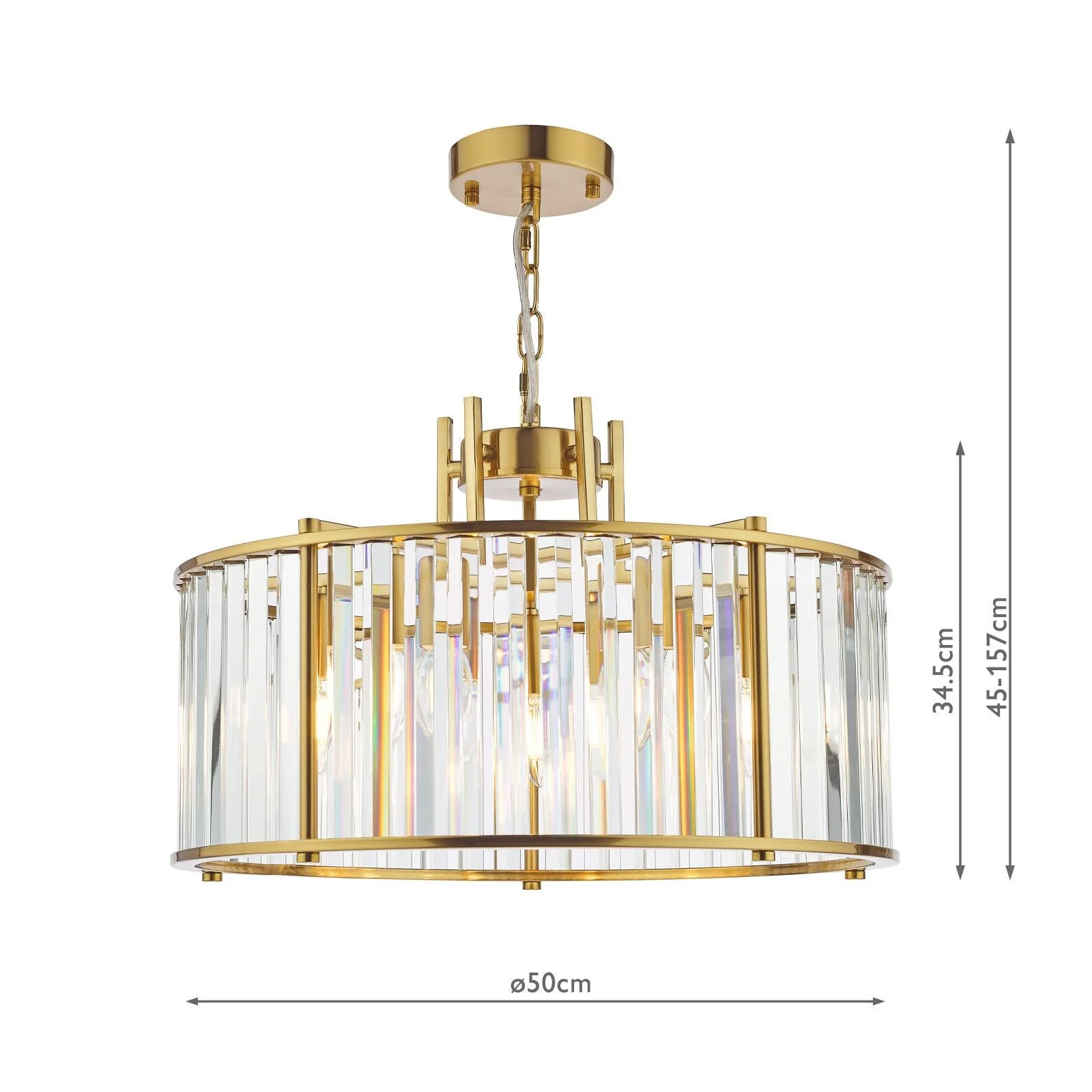 Kiran 5Lt Crystal Ceiling Light - Natural Brass / Satin Black - Image 7