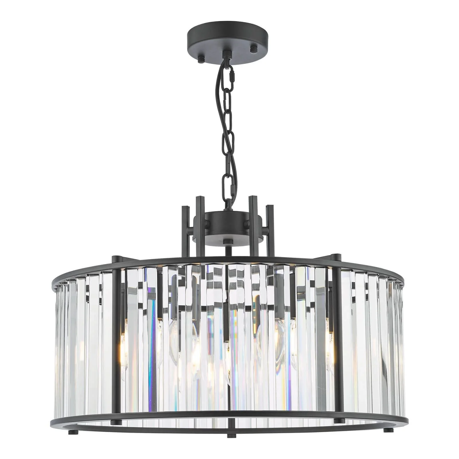 Kiran 5Lt Crystal Ceiling Light - Natural Brass / Satin Black - Image 8