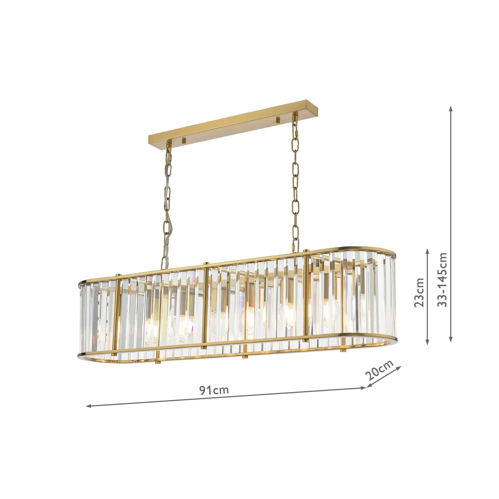 Kiran 7Lt Kitchen Table / Island Light - Natural Brass / Satin Black - Image 10