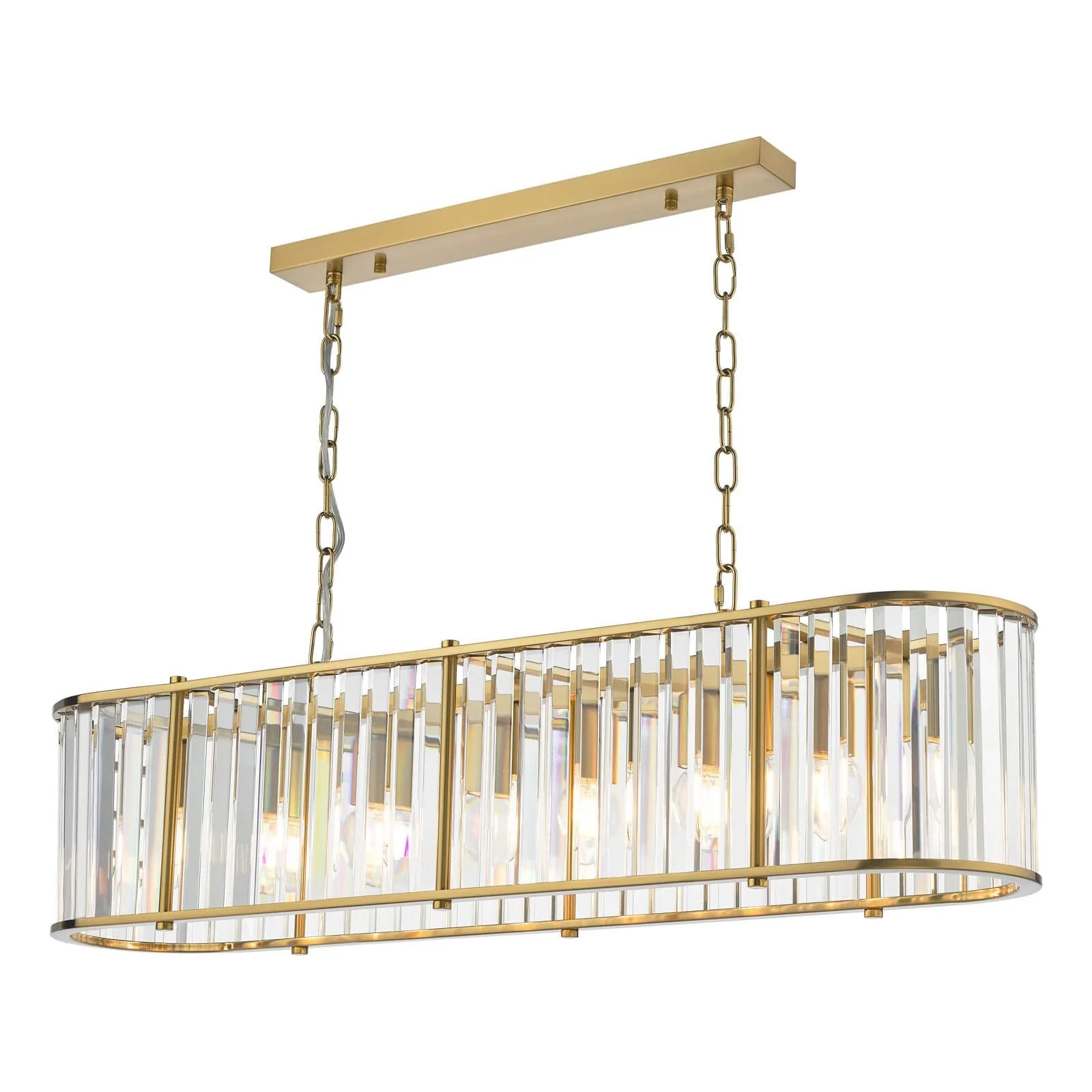 Kiran 7Lt Kitchen Table / Island Light - Natural Brass / Satin Black - Image 11