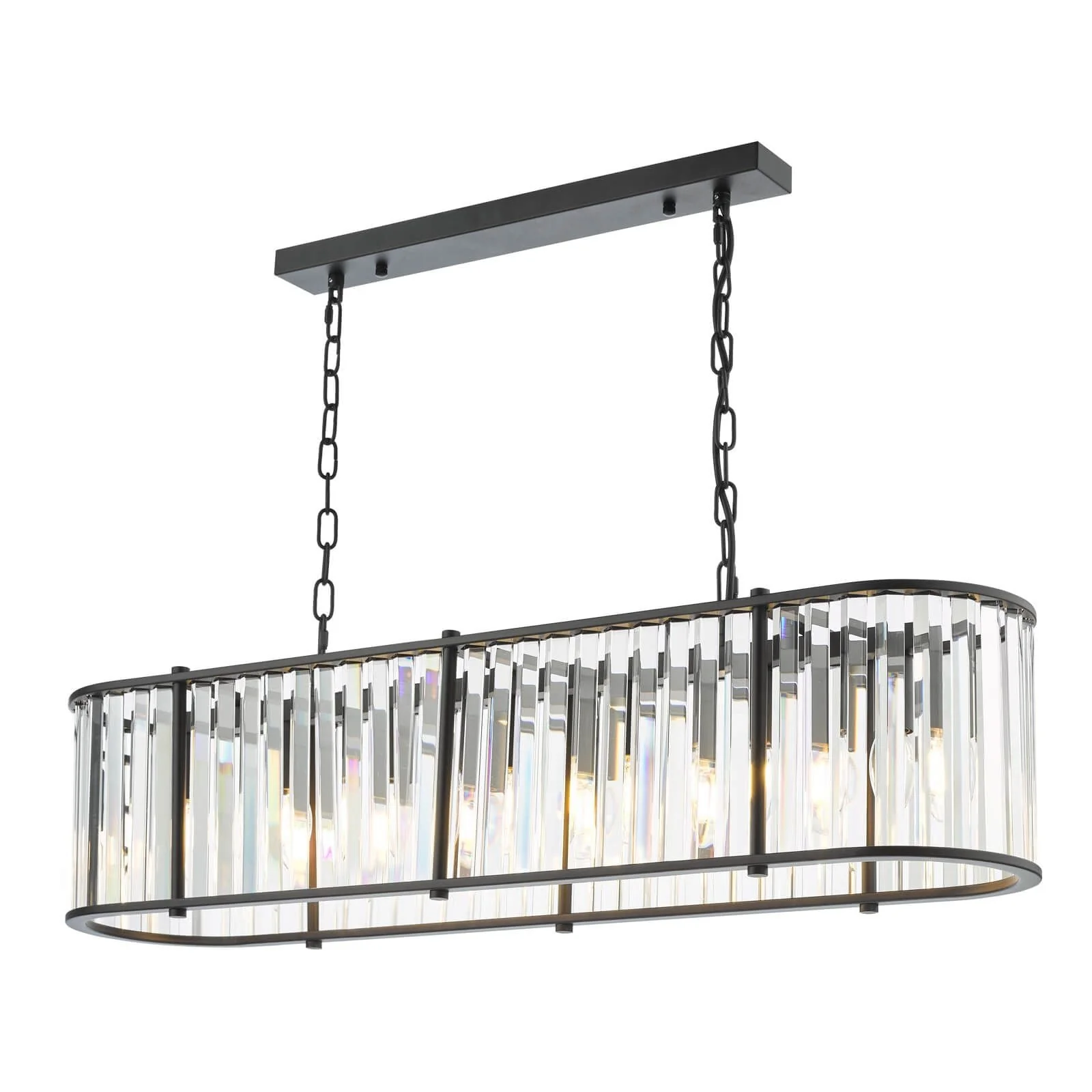 Kiran 7Lt Kitchen Table / Island Light - Natural Brass / Satin Black - Image 12