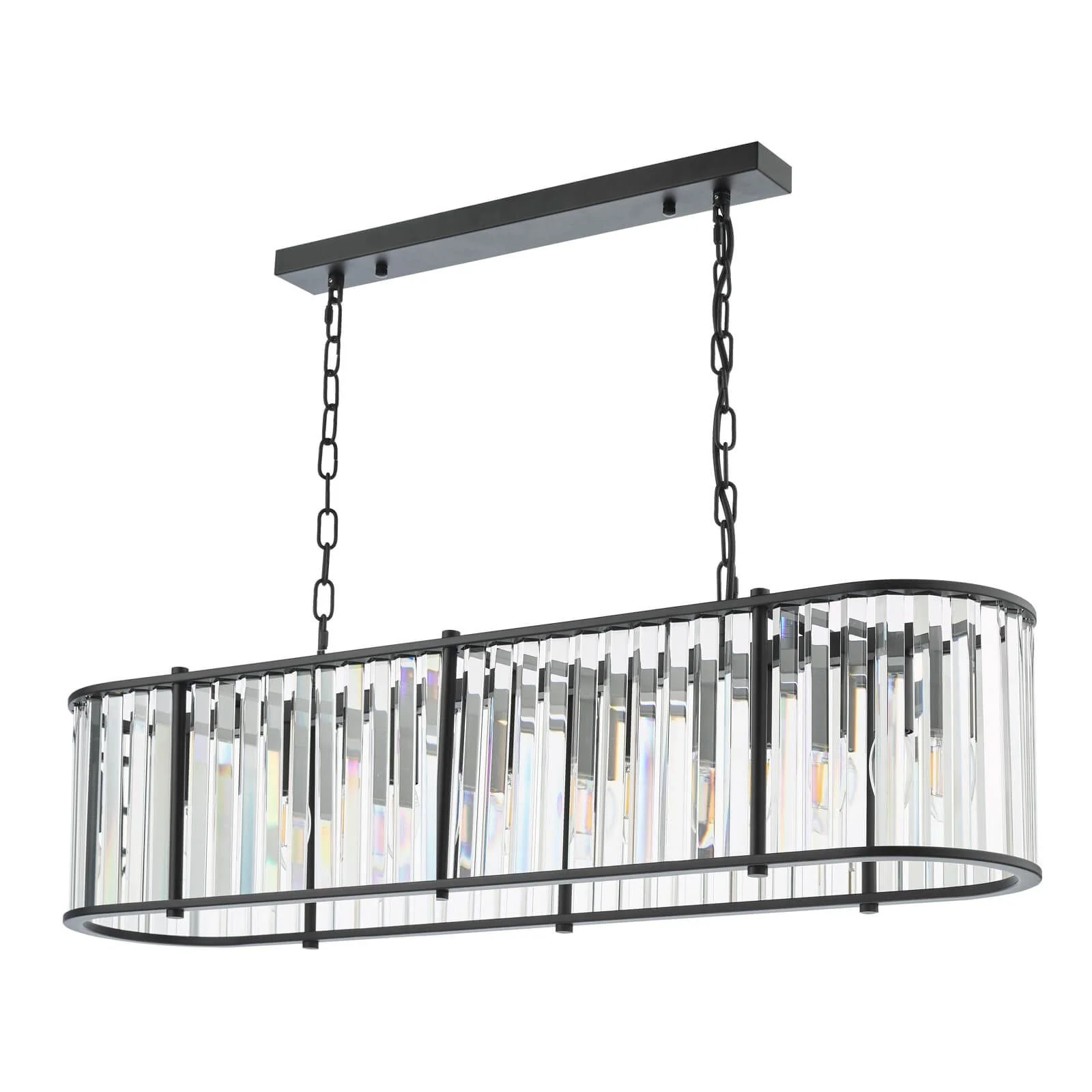 Kiran 7Lt Kitchen Table / Island Light - Natural Brass / Satin Black - Image 13