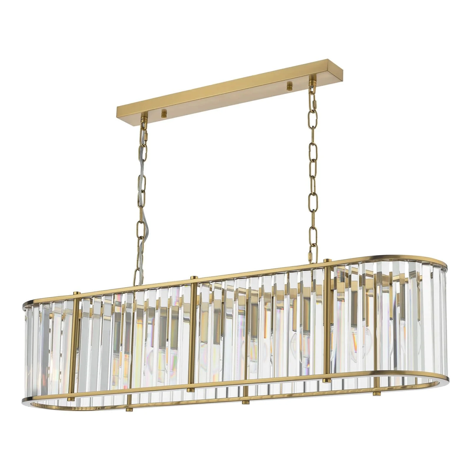 Kiran 7Lt Kitchen Table / Island Light - Natural Brass / Satin Black - Image 2