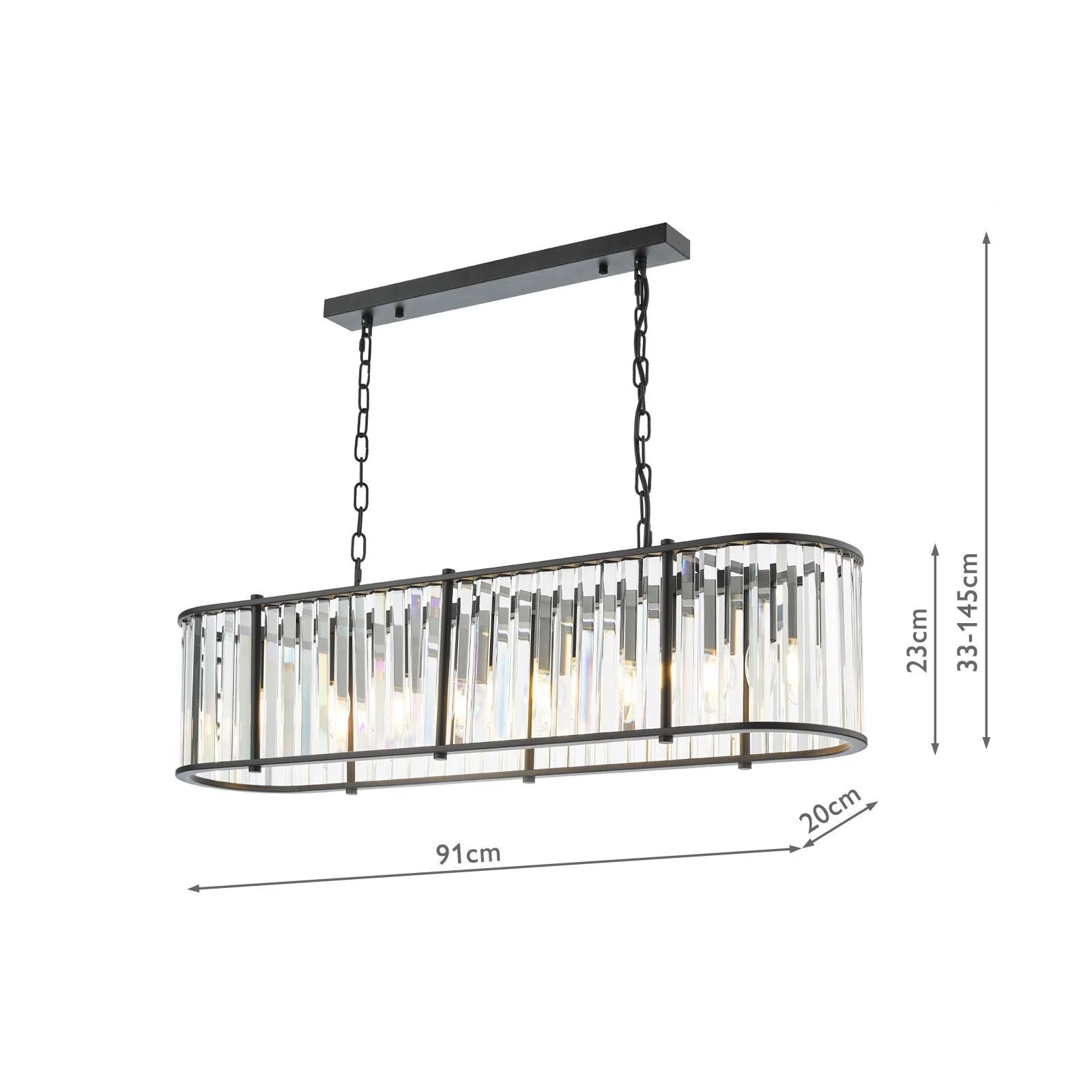 Kiran 7Lt Kitchen Table / Island Light - Natural Brass / Satin Black - Image 21