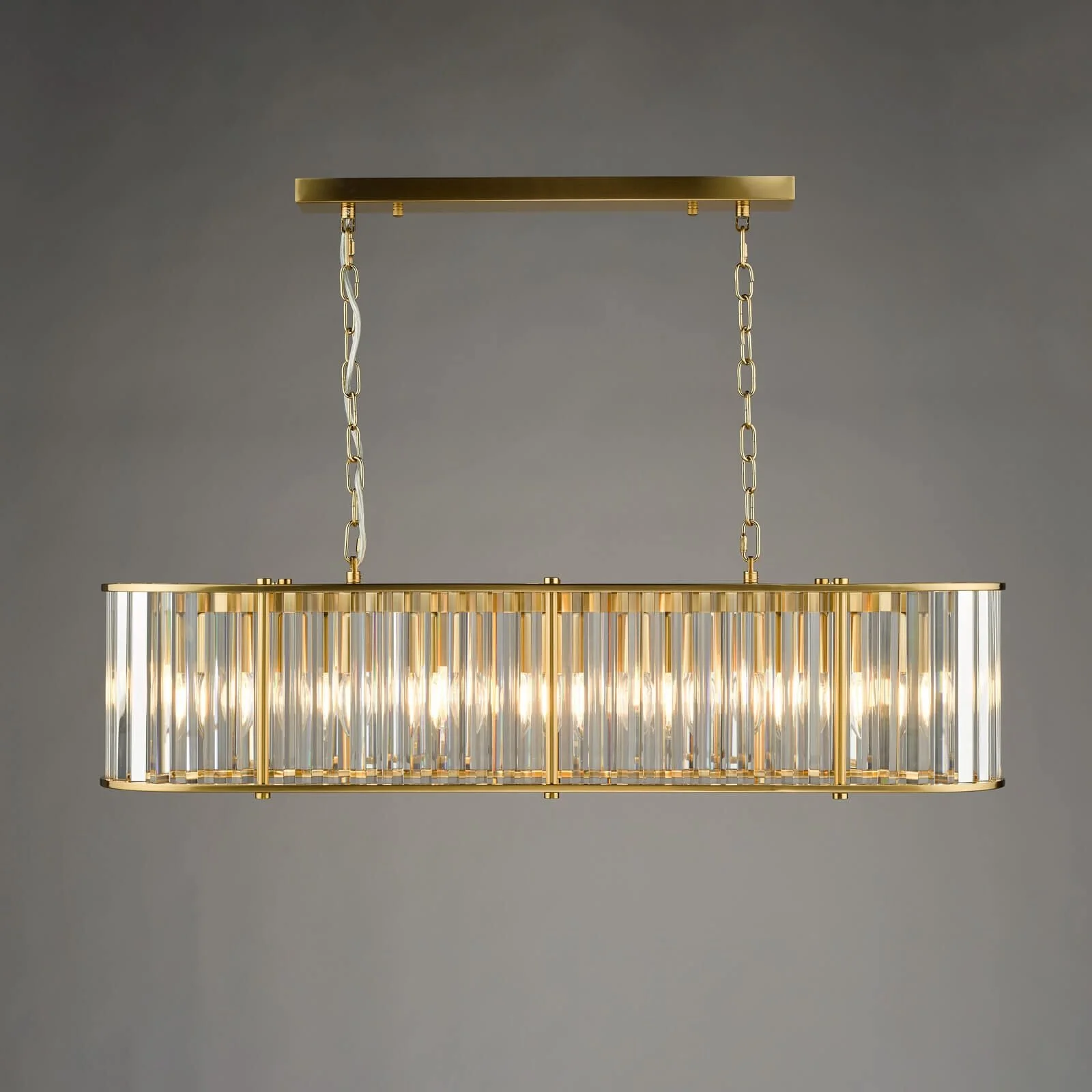 Kiran 7Lt Kitchen Table / Island Light - Natural Brass / Satin Black - Image 7