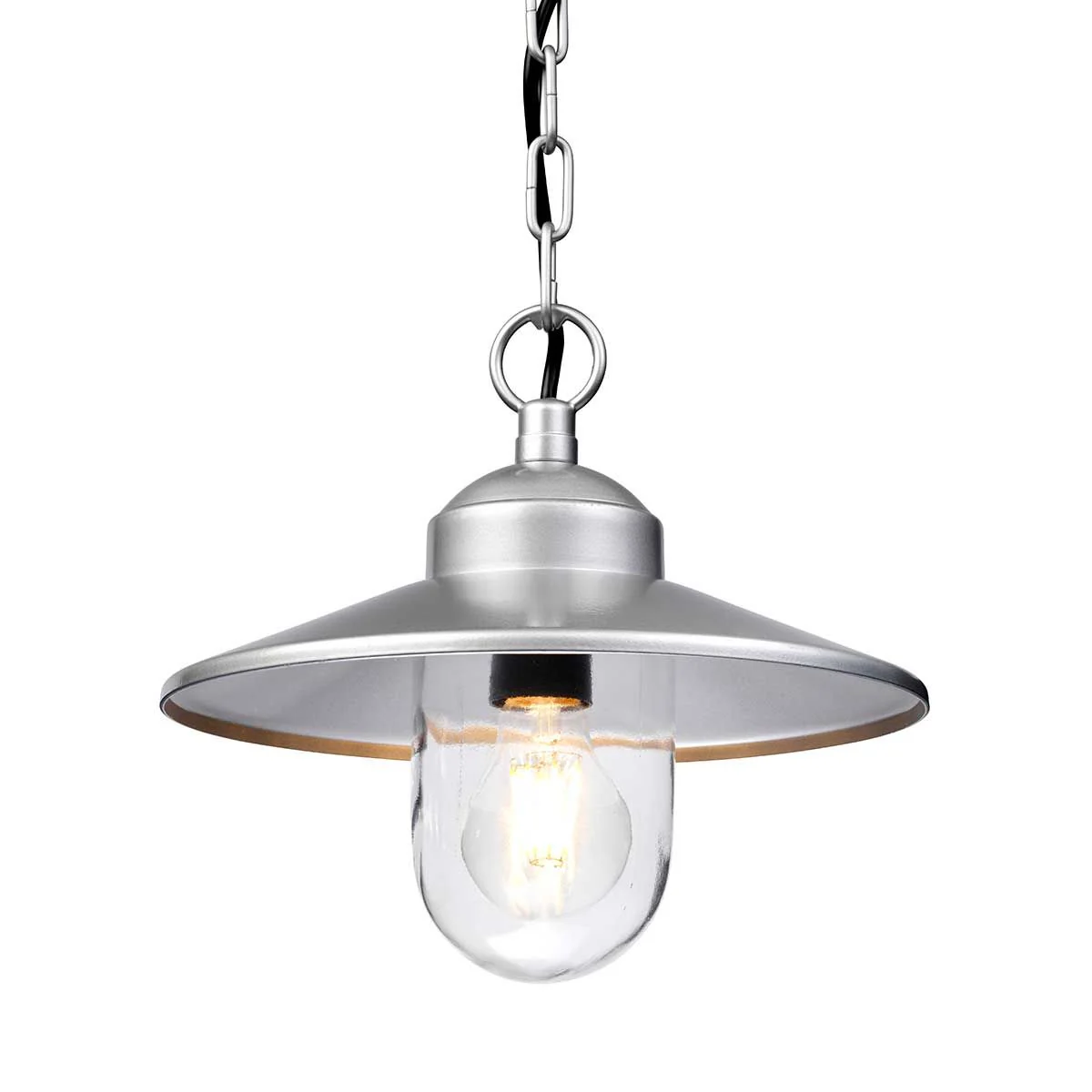 Klampenborg 1 Light Chain Lantern - Black/Silver IP44 E27 - Image 2