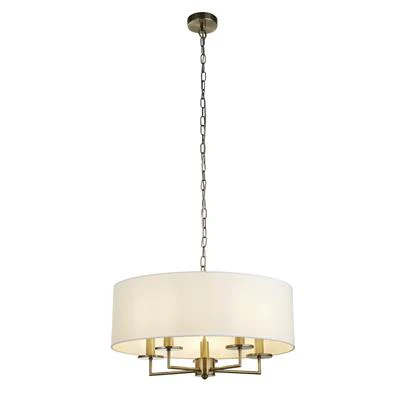 Knightsbridge 5Lt Pendant - Antique Brass & Satin Silver - Image 2