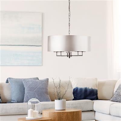 Knightsbridge 5Lt Pendant - Antique Brass & Satin Silver - Image 3
