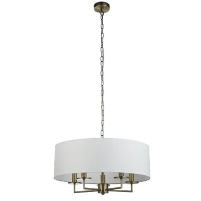 Knightsbridge 5Lt Pendant - Antique Brass & Satin Silver - Image 8