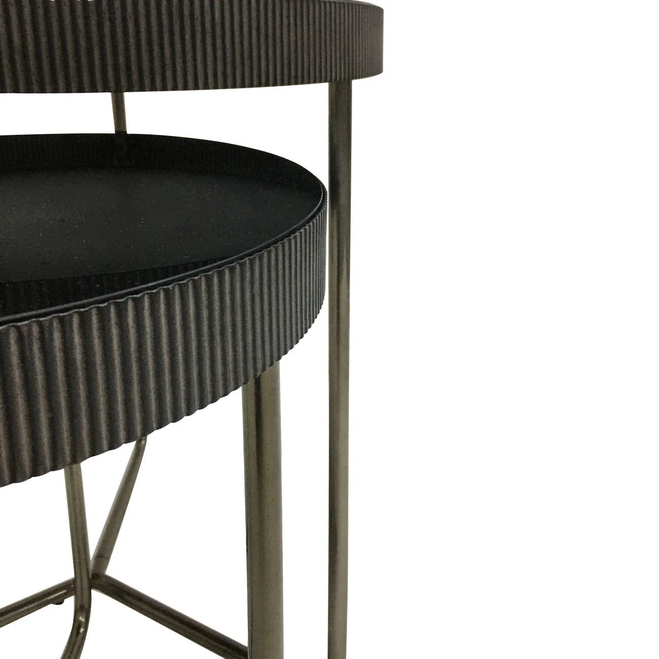 Knightsbridge Set of 2 Side Tables with Black Tinted Glass - Image 4