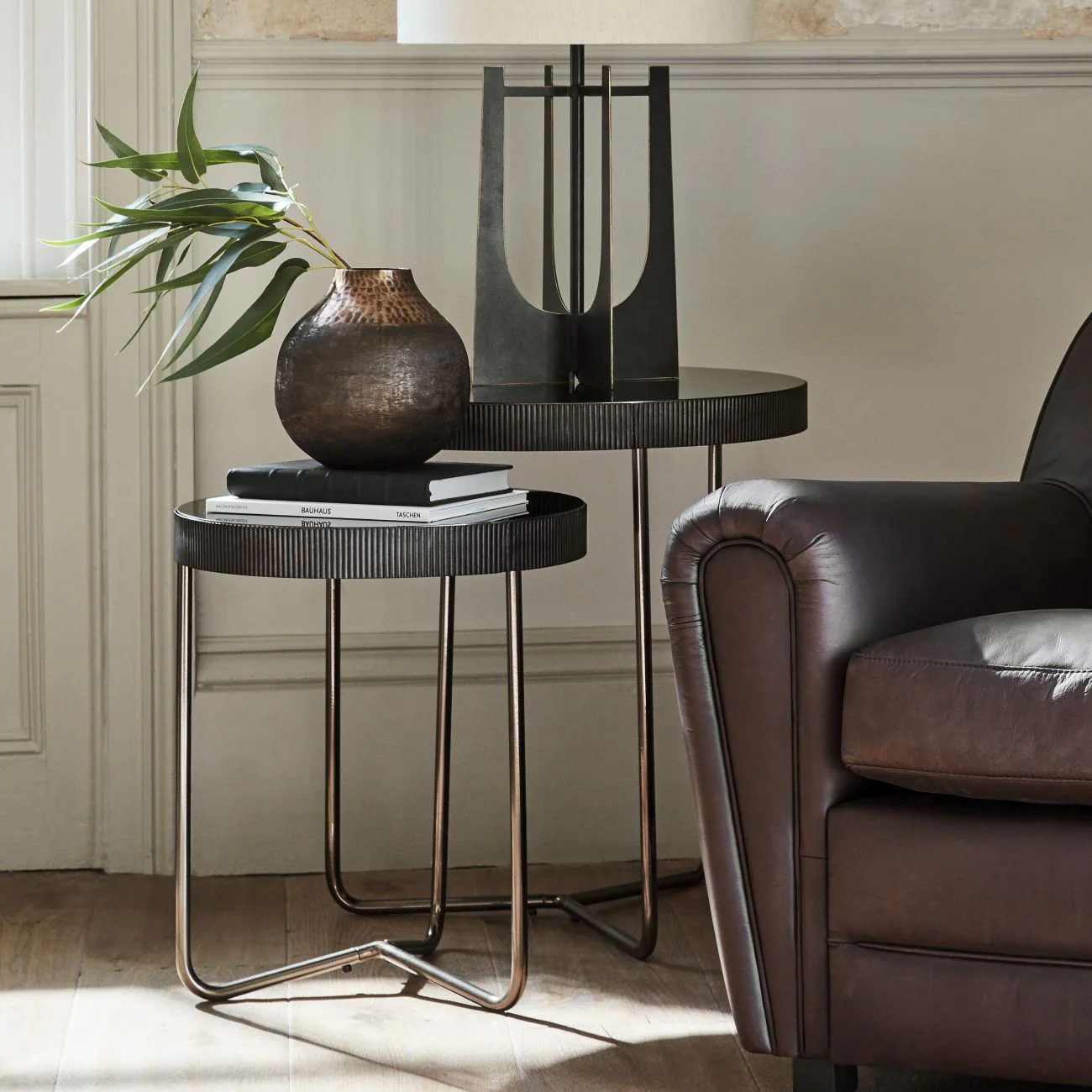 Knightsbridge Set of 2 Side Tables with Black Tinted Glass - Image 6