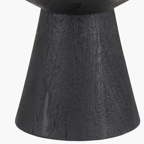 Koa Black Mango Wood Table Lamp Base with White Drum Shade - Image 2