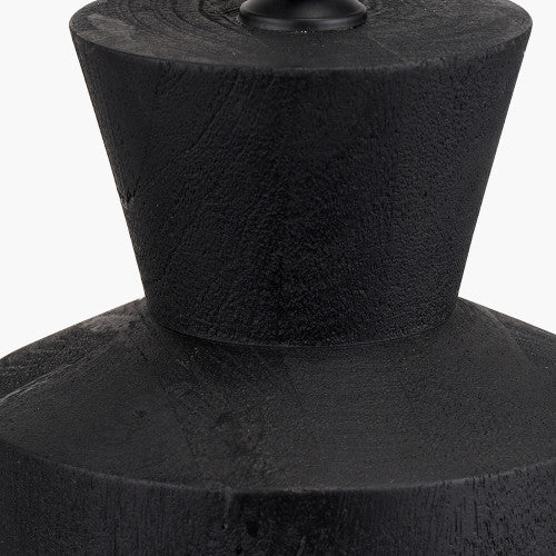 Koa Black Mango Wood Table Lamp Base with White Drum Shade - Image 3