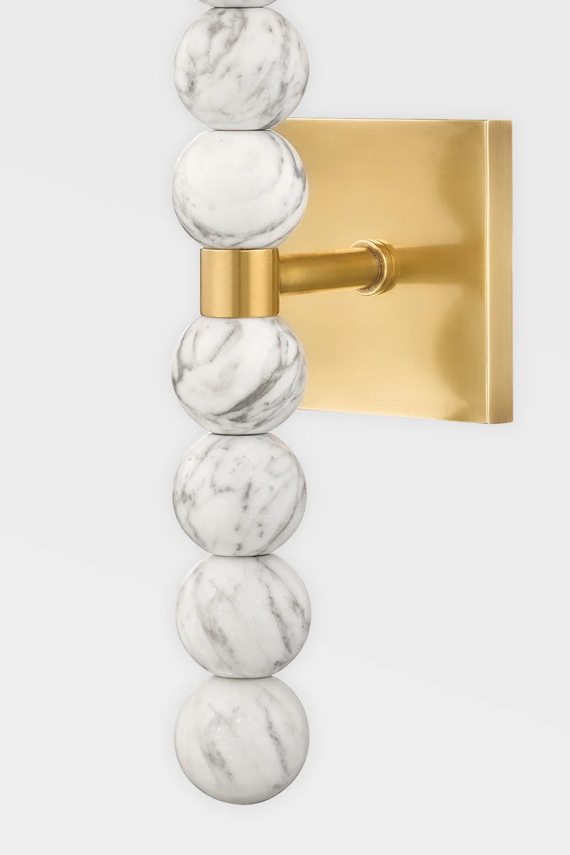 Kodiak 1Lt Wall Sconce - Marble & Brass - Image 2