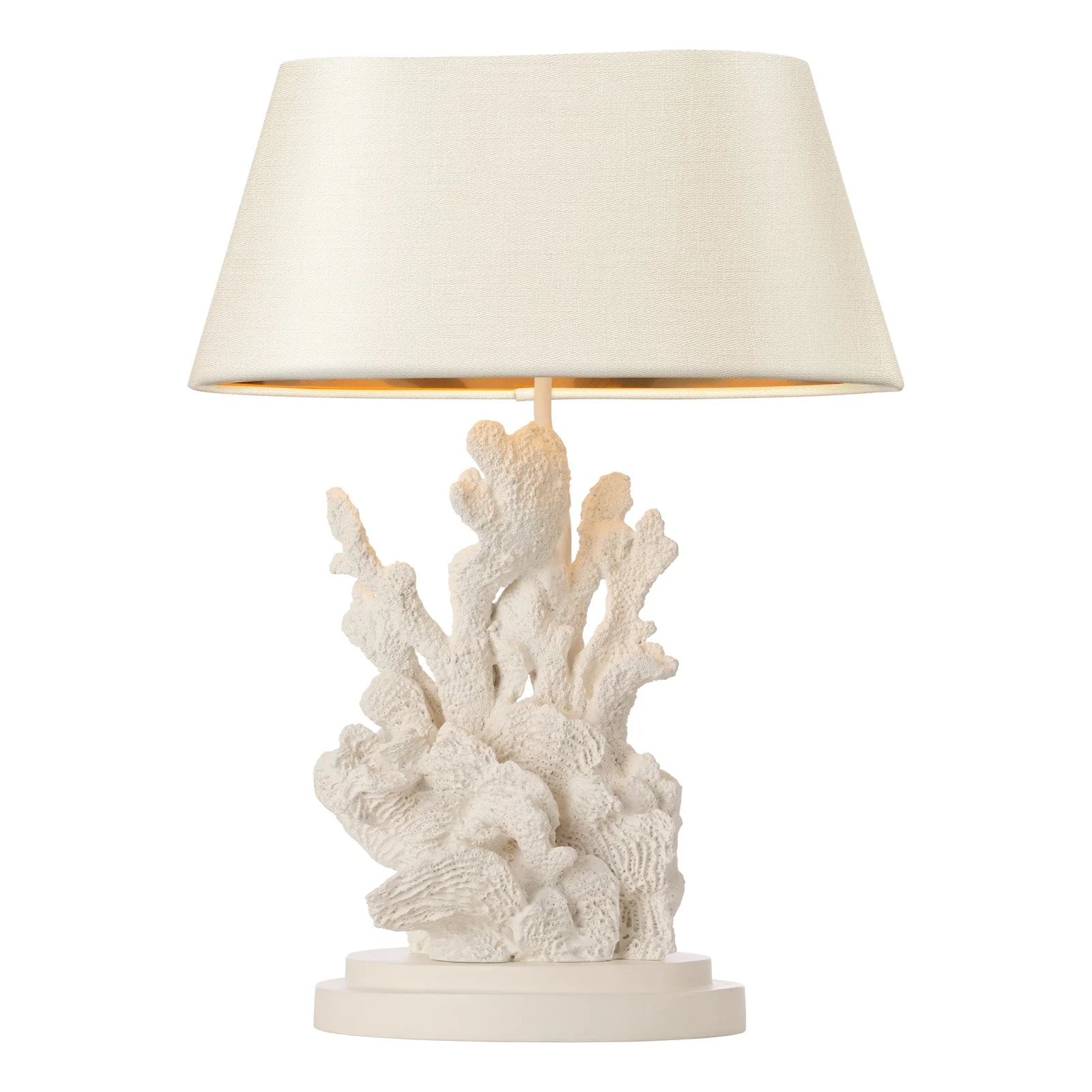 Korallion Table Lamp In Chalk White/Gold And Black Base Only E27 - Image 3