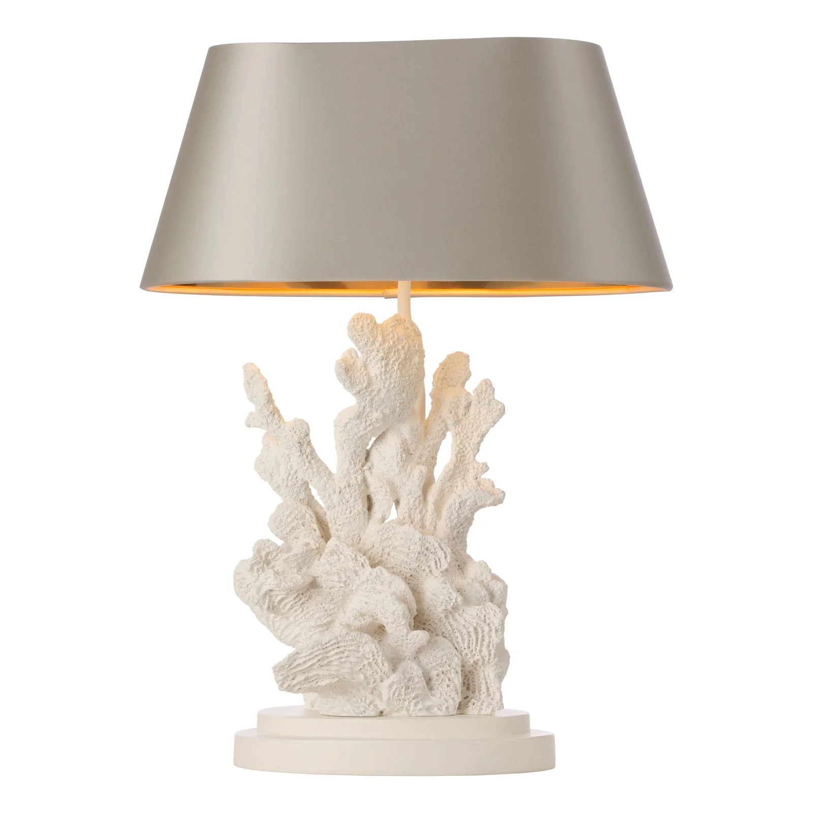 Korallion Table Lamp In Chalk White/Gold And Black Base Only E27 - Image 7