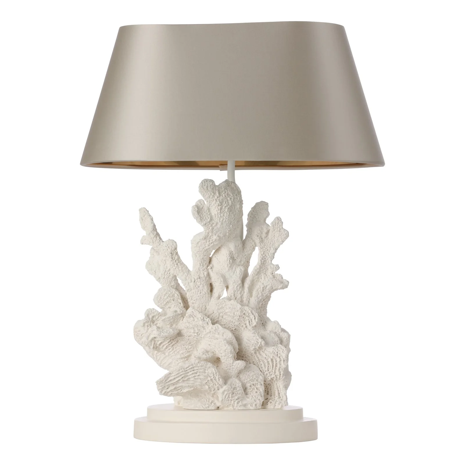 Korallion Table Lamp In Chalk White/Gold And Black Base Only E27 - Image 8
