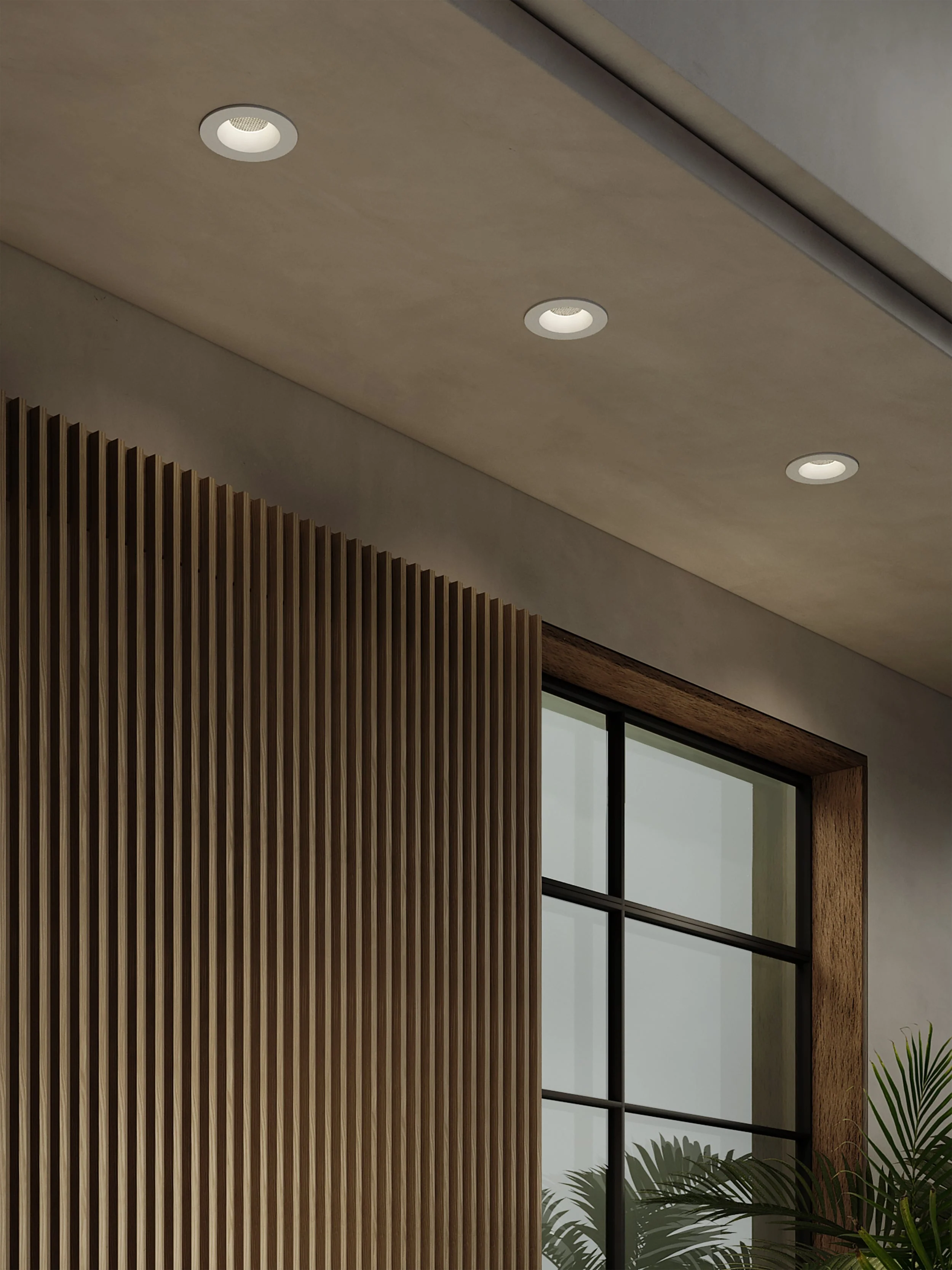 Kos Recessed Outdoor Ceiling Light in Matt White/Textured Black GU10 IP65 - Image 2