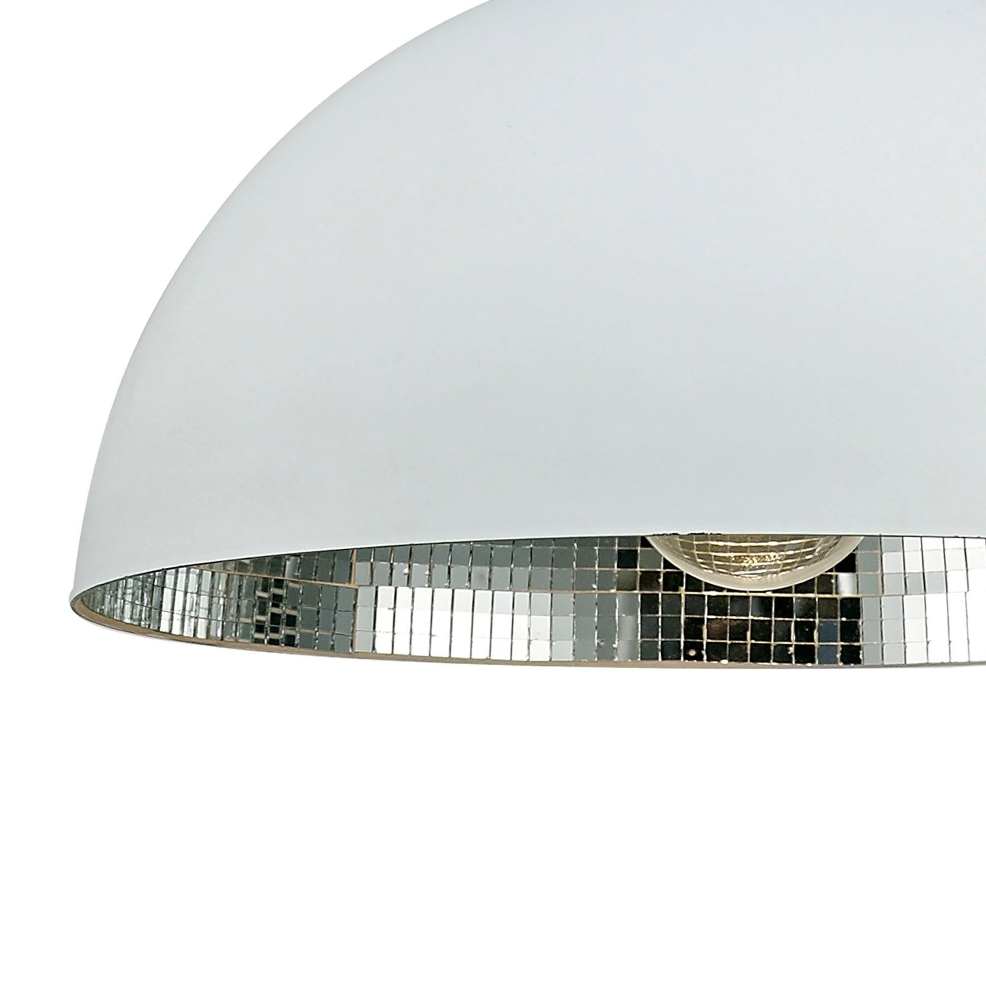 Krista Single Pendant 1 Light E27, Matt White/Mirror Mosaic Inner - Image 2