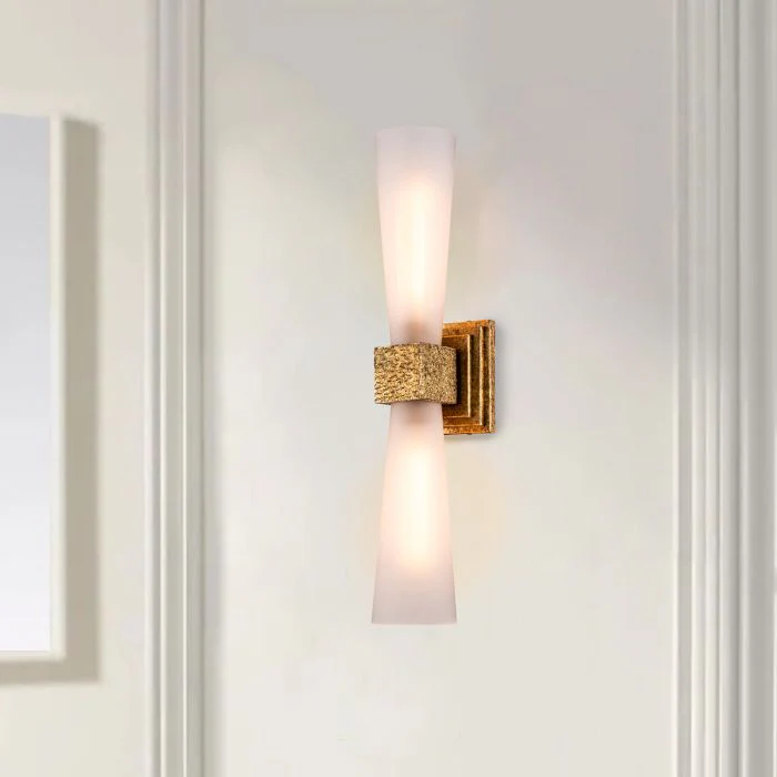 Kristy 2 lt Wall Light IP44 - Distressed Gold - Image 4