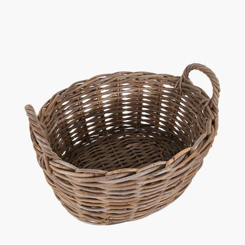Kubu Oval Baskets (Set of 2) - Grey Finish - Image 4