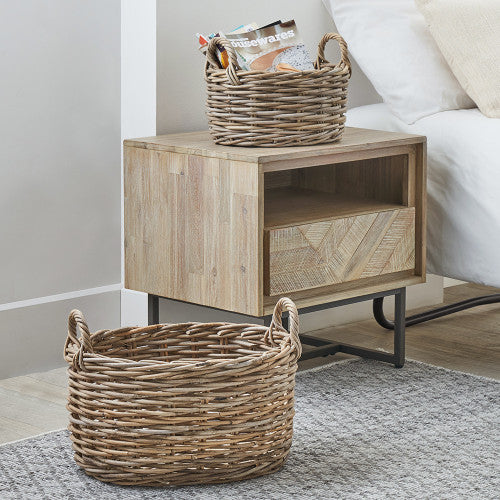 Kubu Oval Baskets (Set of 2) - Grey Finish - Image 8