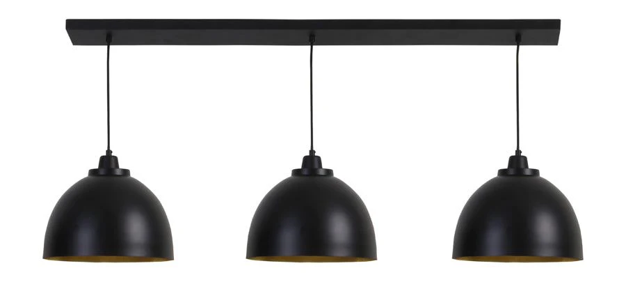 Kylie 3Lt Hanging Lamp - Matt Black & Gold Finish - Image 3