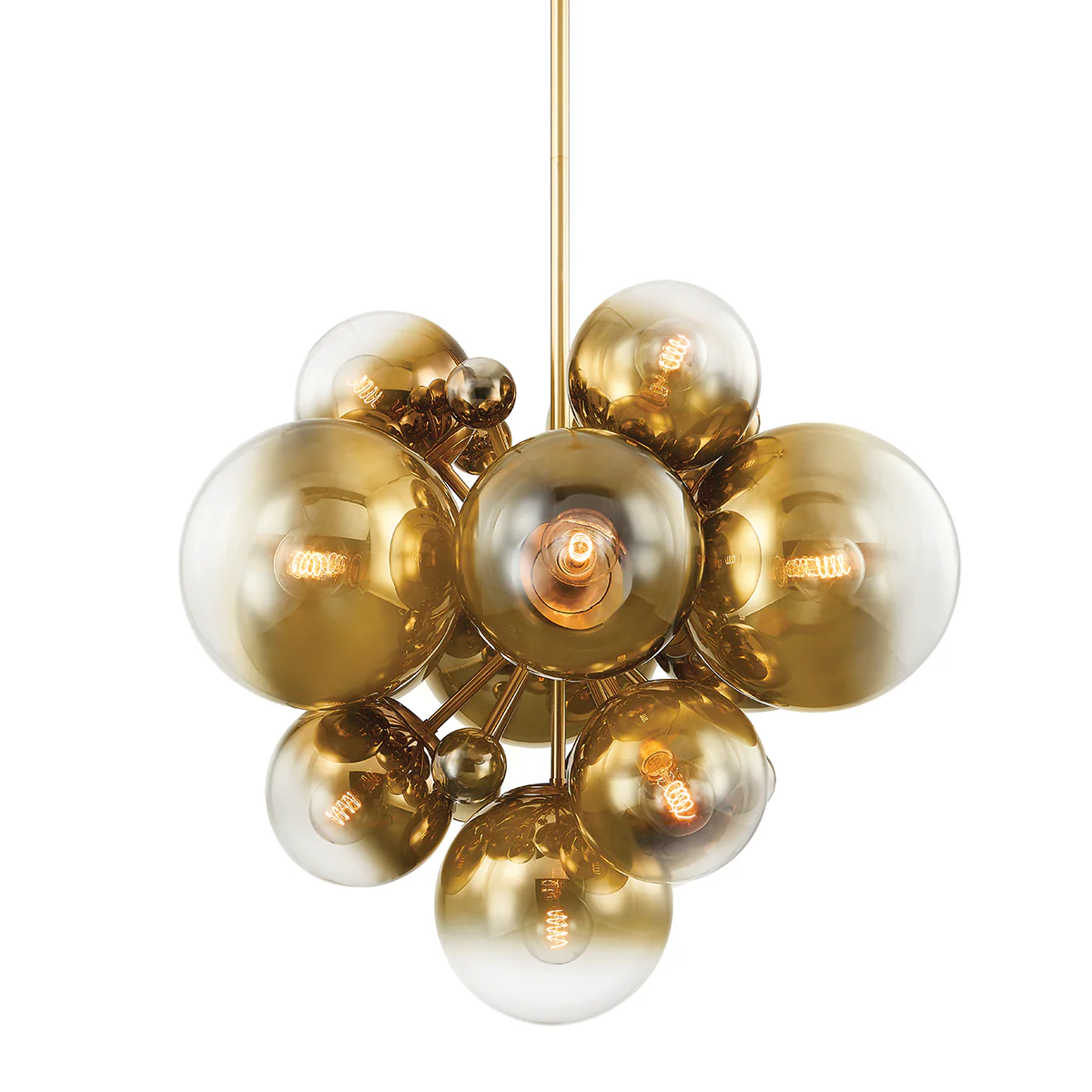 Kyoto 13Lt Chandelier - Brass Plated Glass