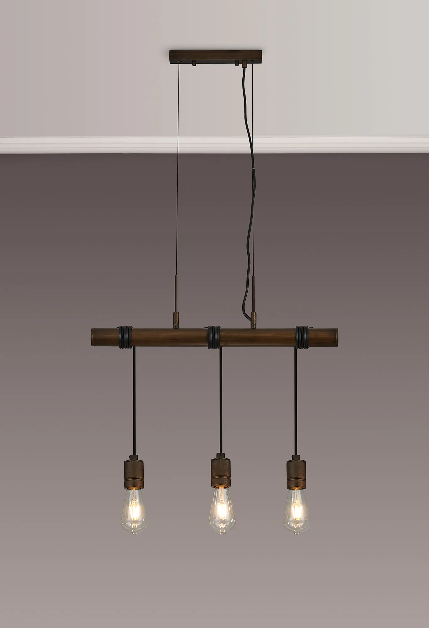 Kyoto 3/4/6/10Lt  Linear Pendant (FRAME ONLY)- Painted Matt Bronze/ Pewter Finishes - Image 11
